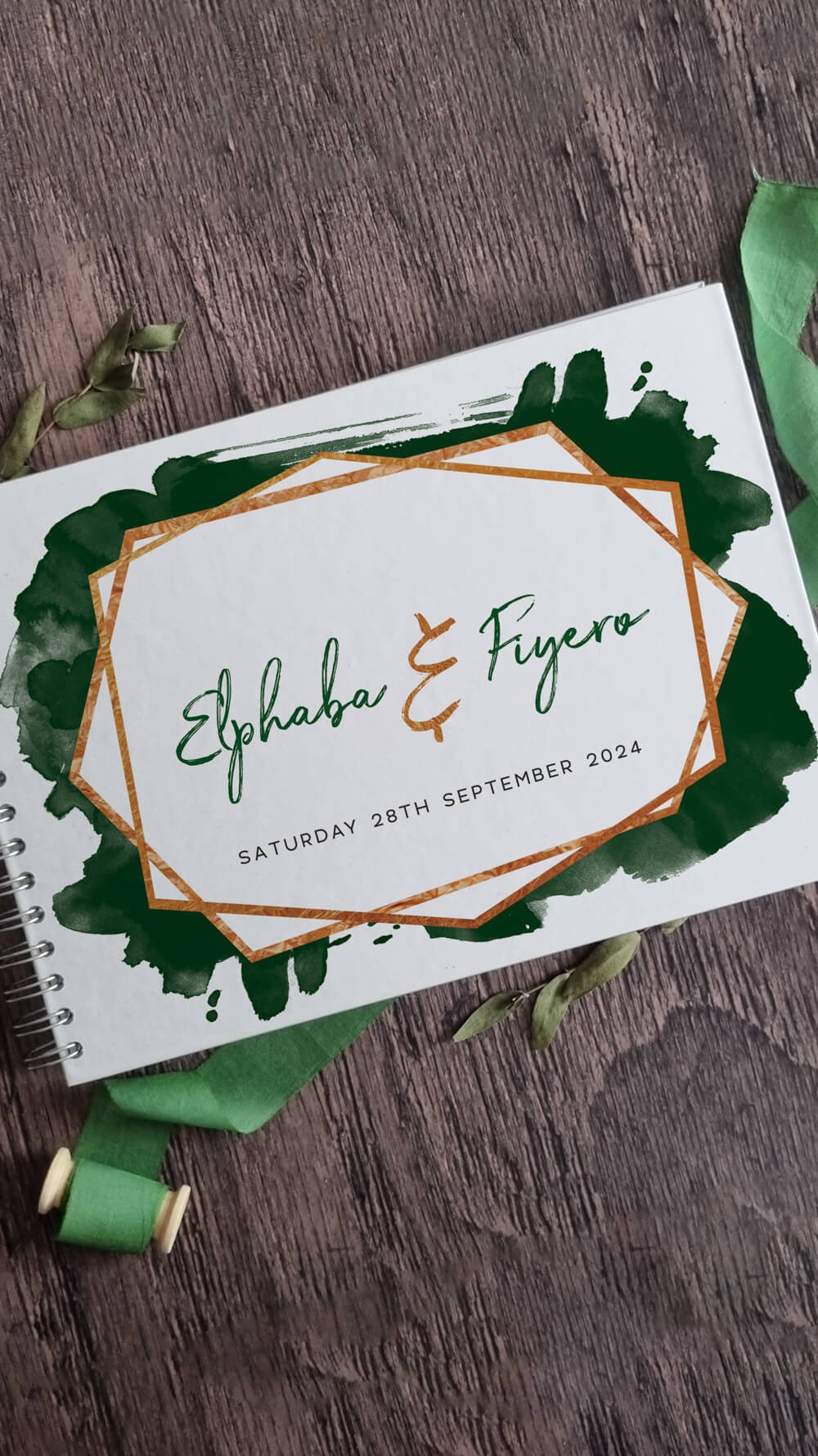 Geometric Emerald Guestbook