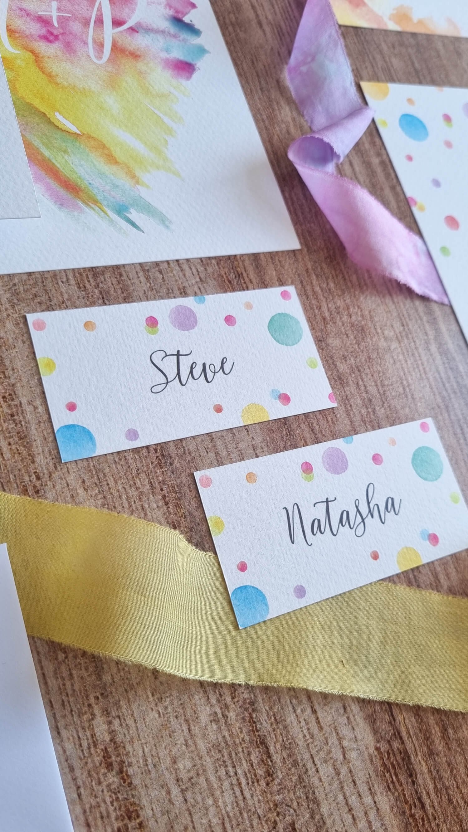 Rainbow Drops Placecards