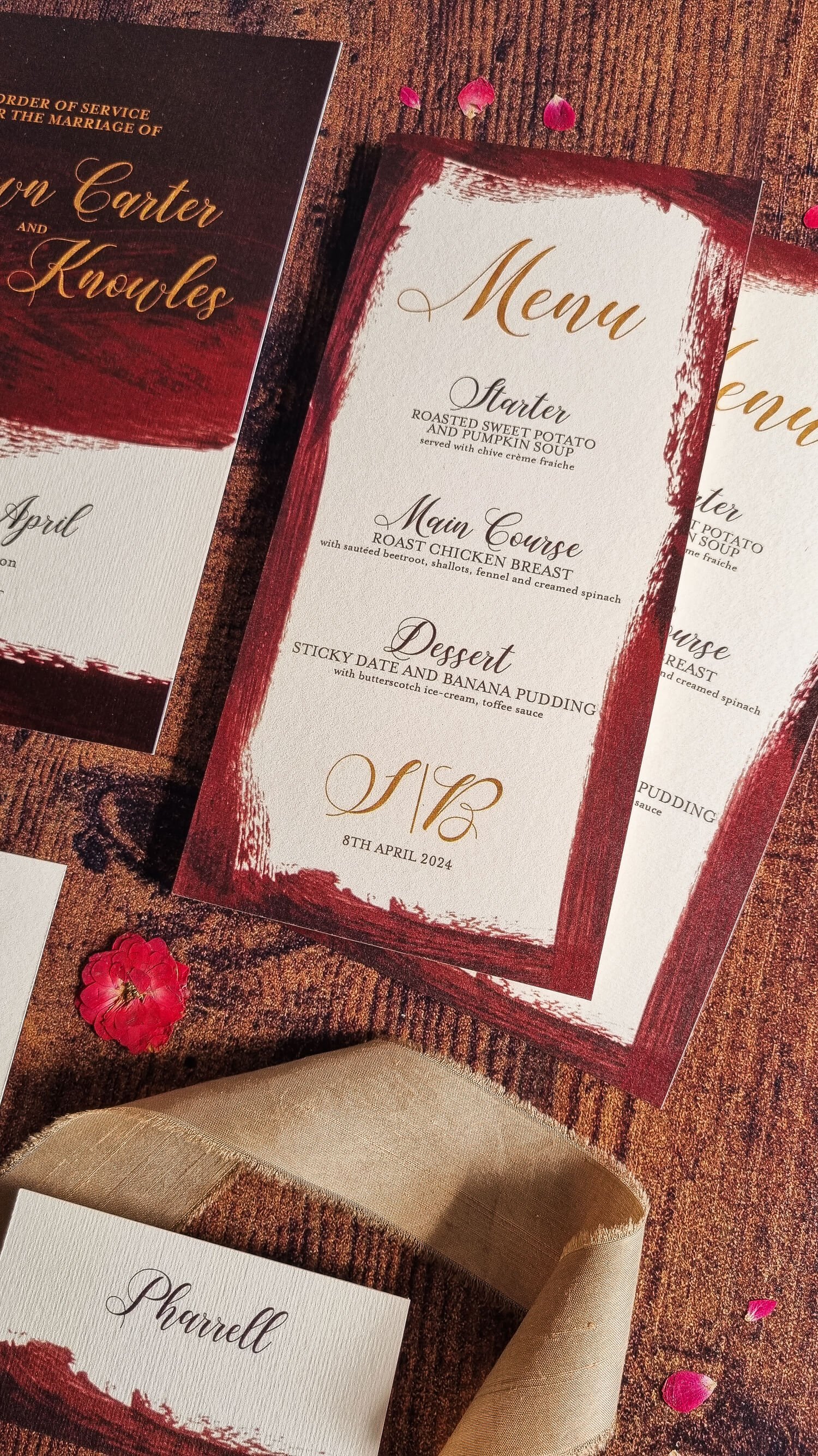Marsala Wine Menu Cards