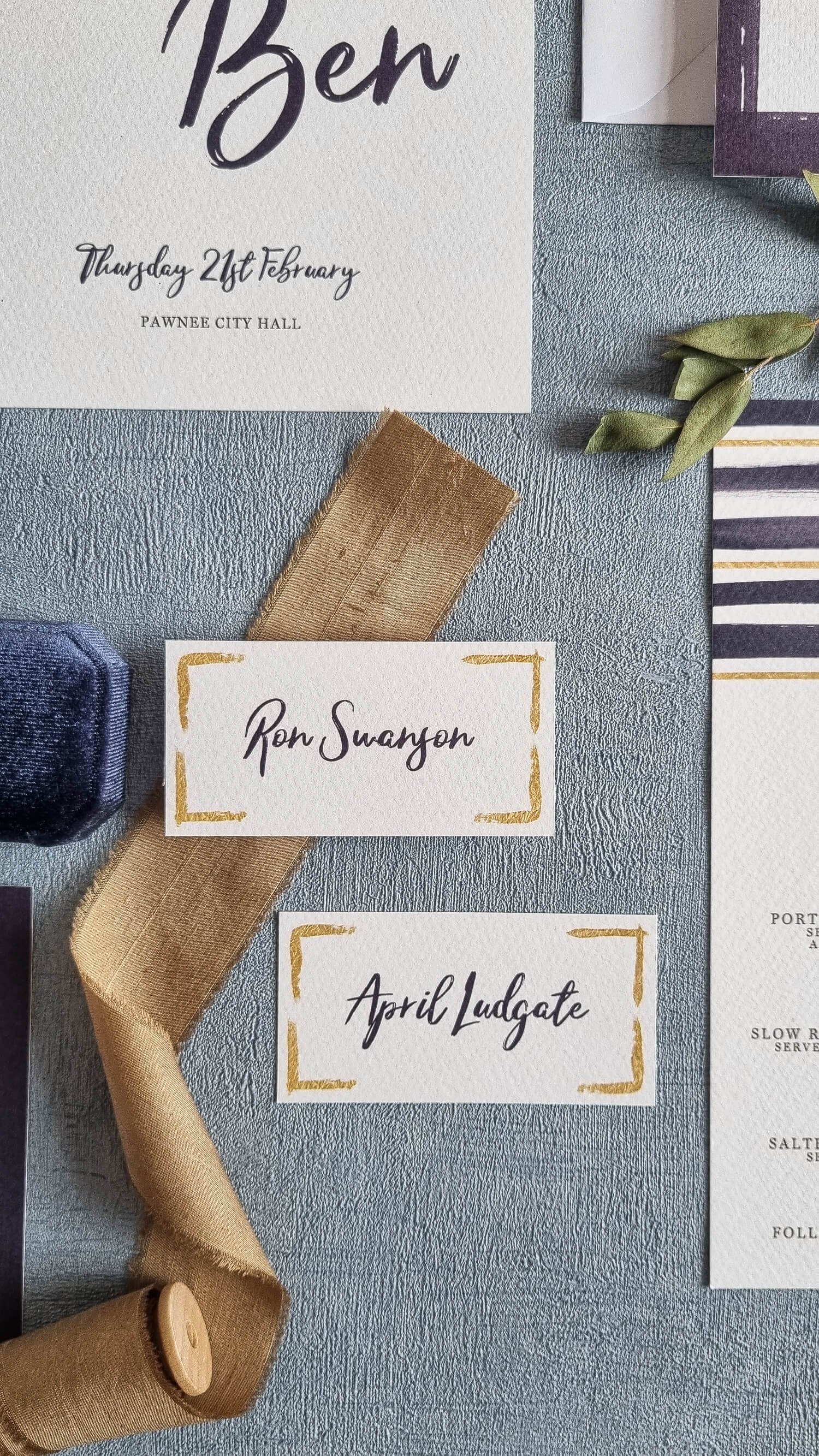 Navy and Gold Placecards