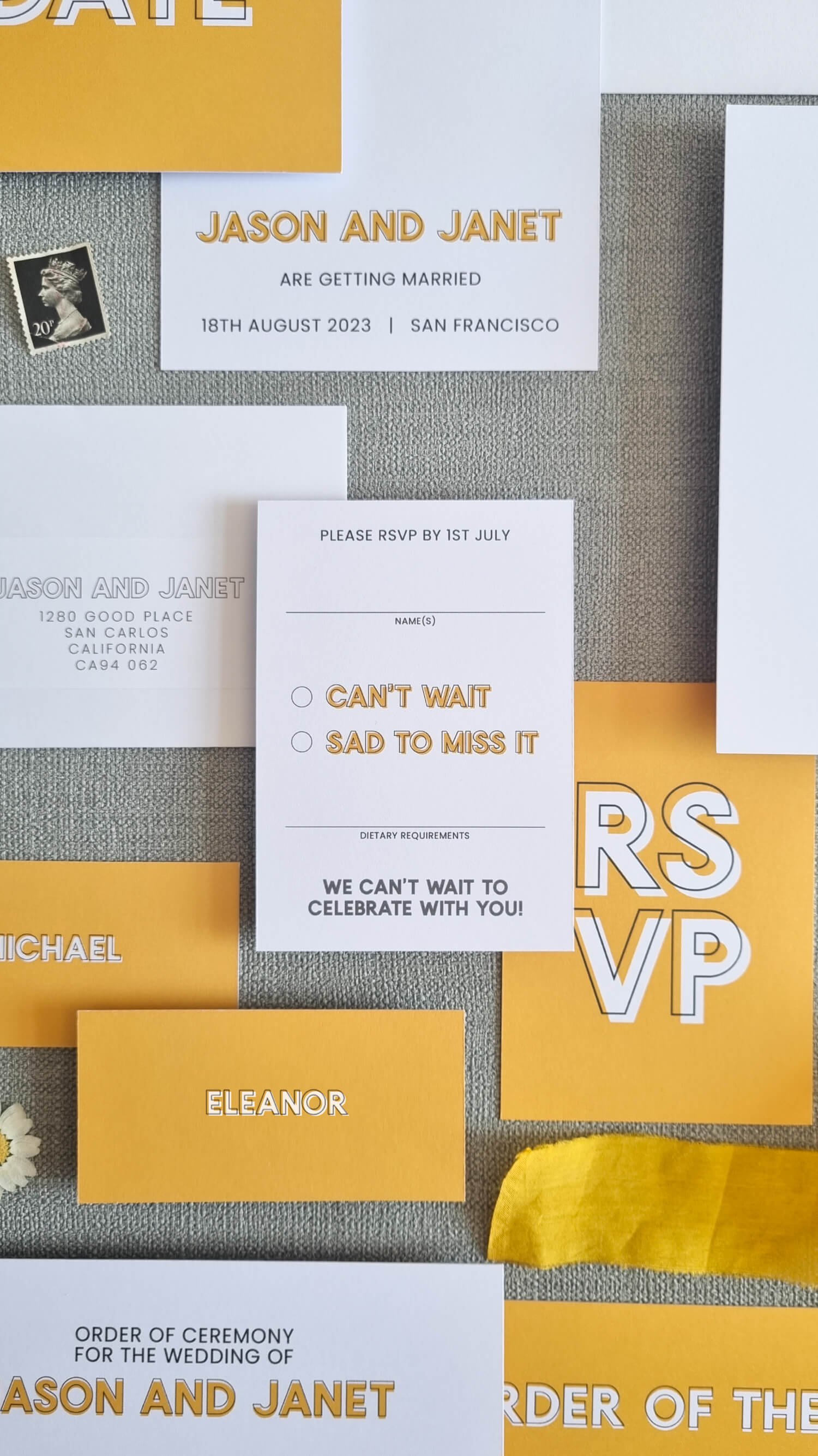 Colour Block RSVP Cards