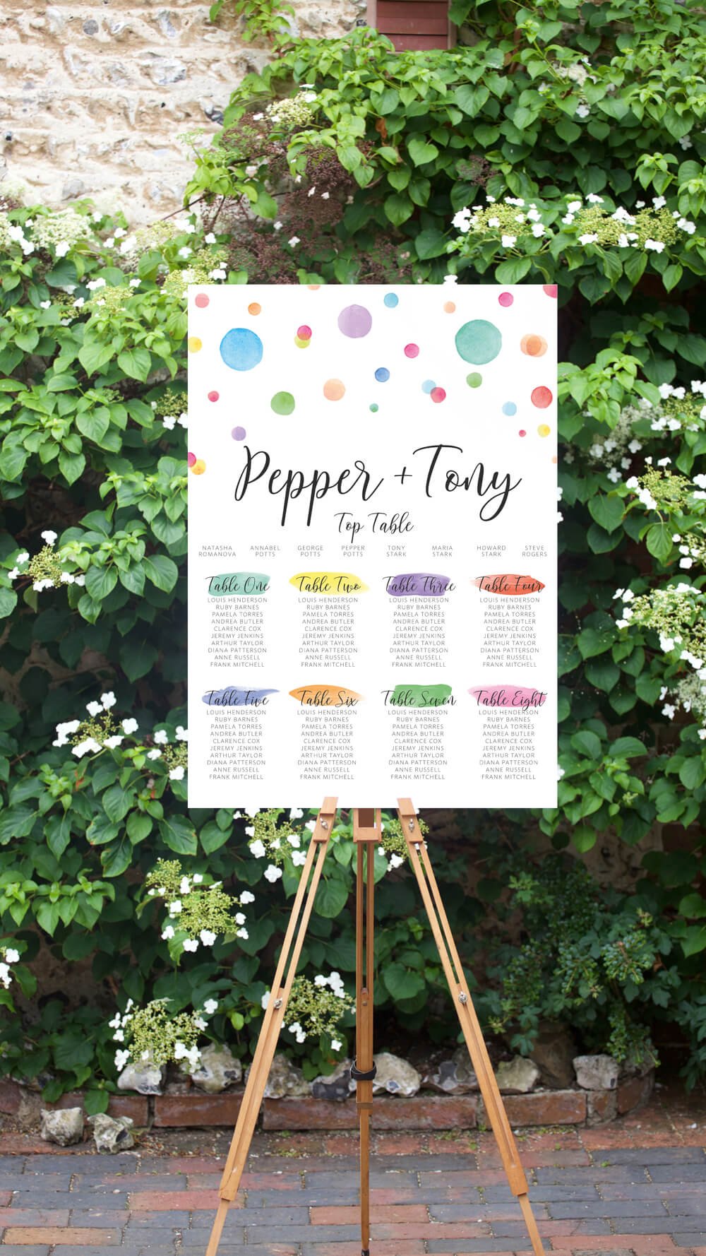 Rainbow Drops Table Plan