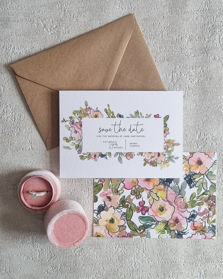 Modern Pastel Blooms Save the Dates - pastel spring floral wedding invitation design - Hawthorne and Ivory