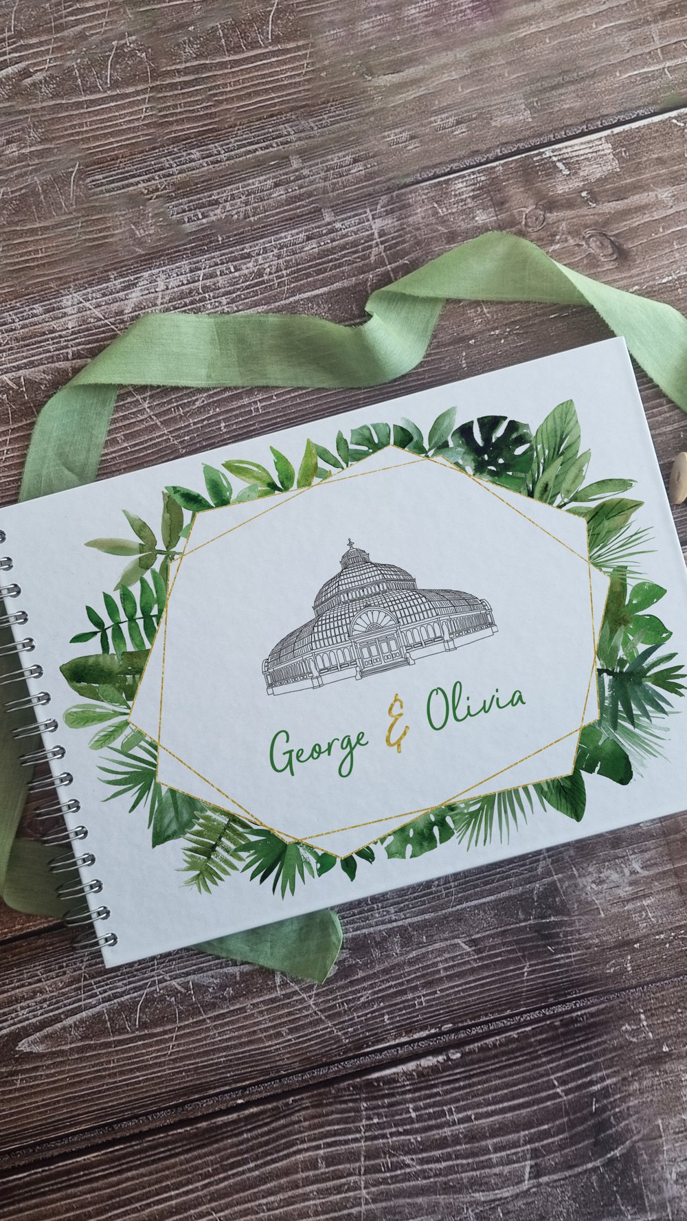 Tropical Palms Guestbook - botanical Sefton Park Palm House watercolour wedding - Hawthorne and Ivory