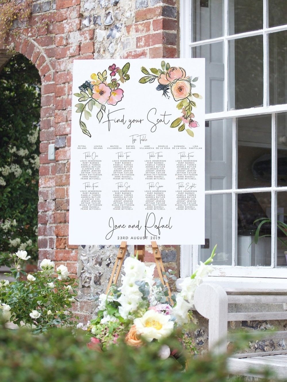 Modern Pastel Blooms Floral Table Plan Seating Chart