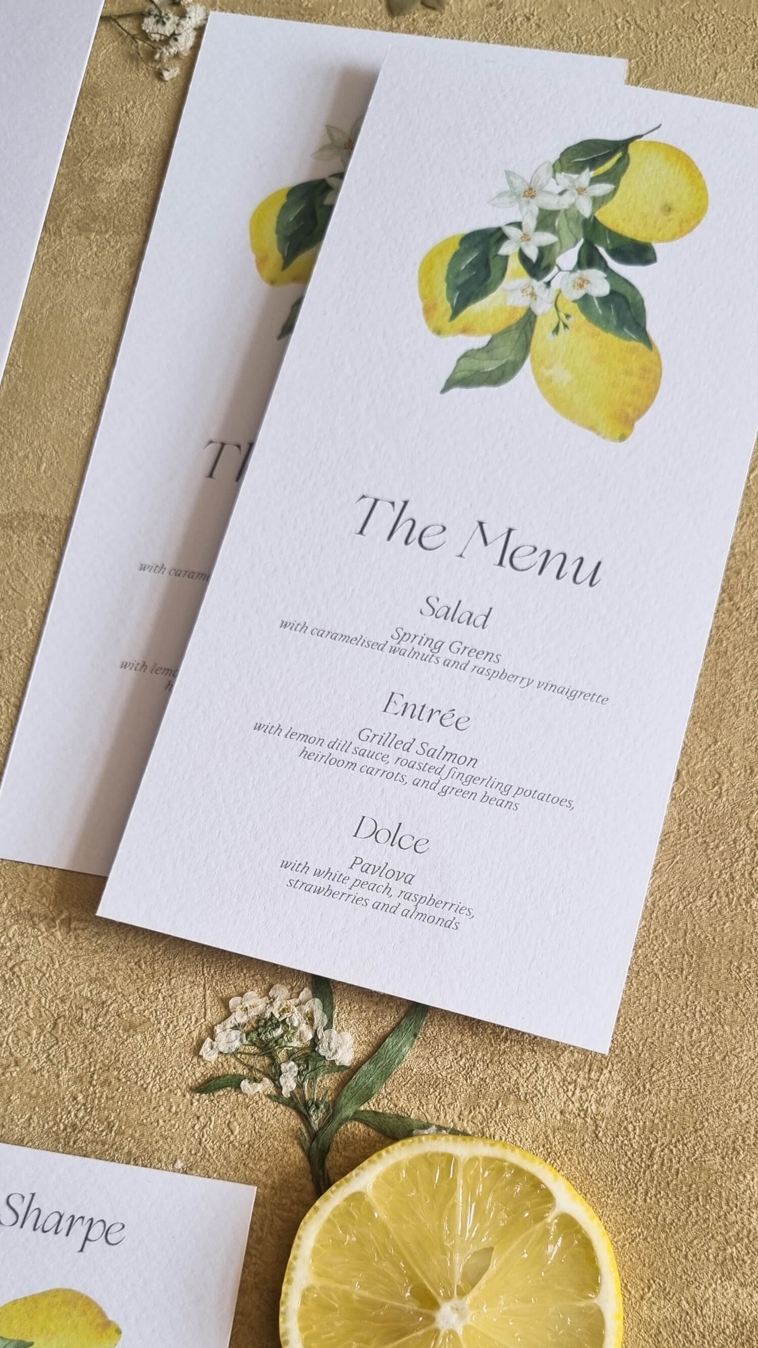 Lemon Grove Menu Cards