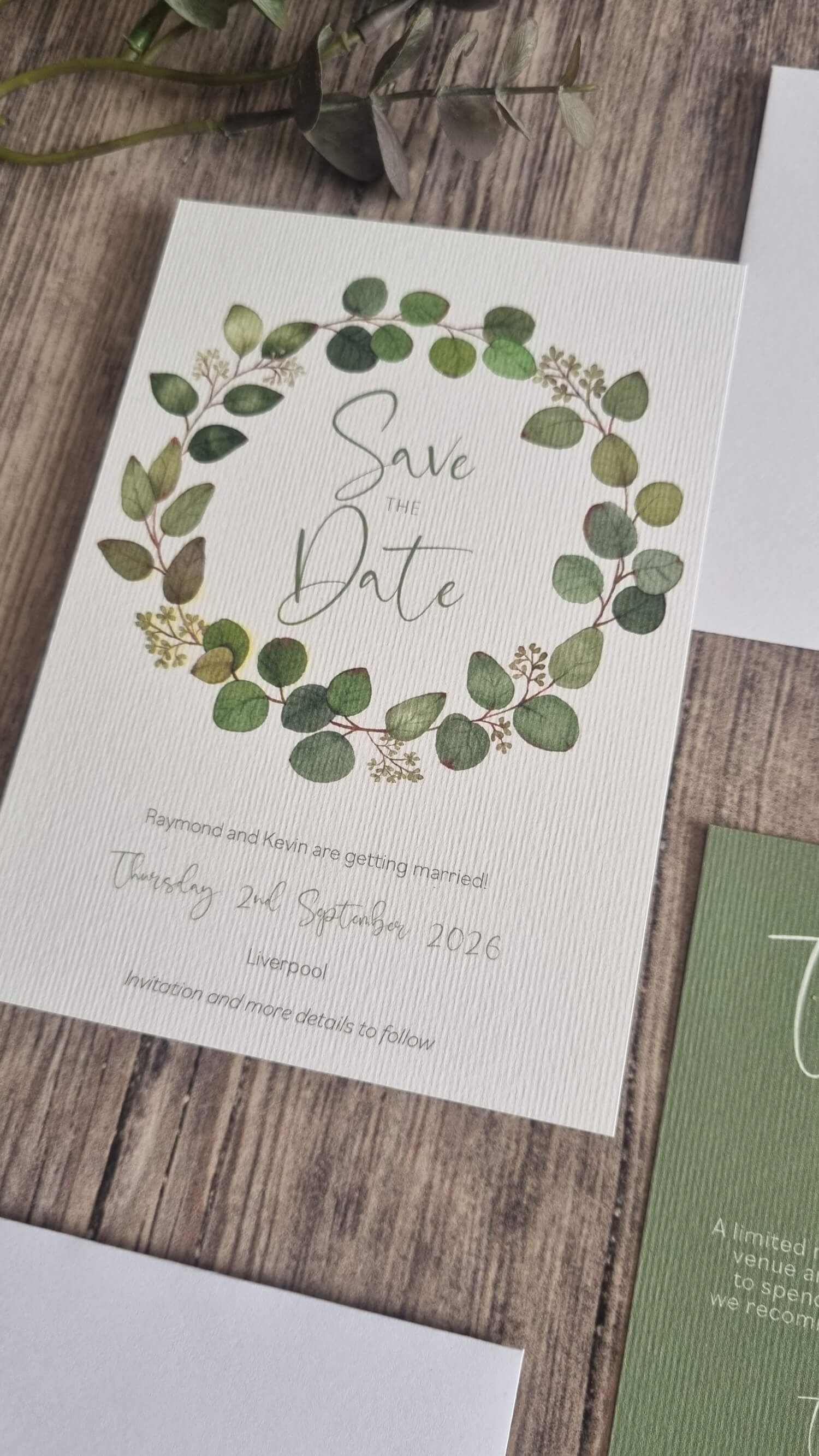 Fresh Eucalyptus Save the Dates