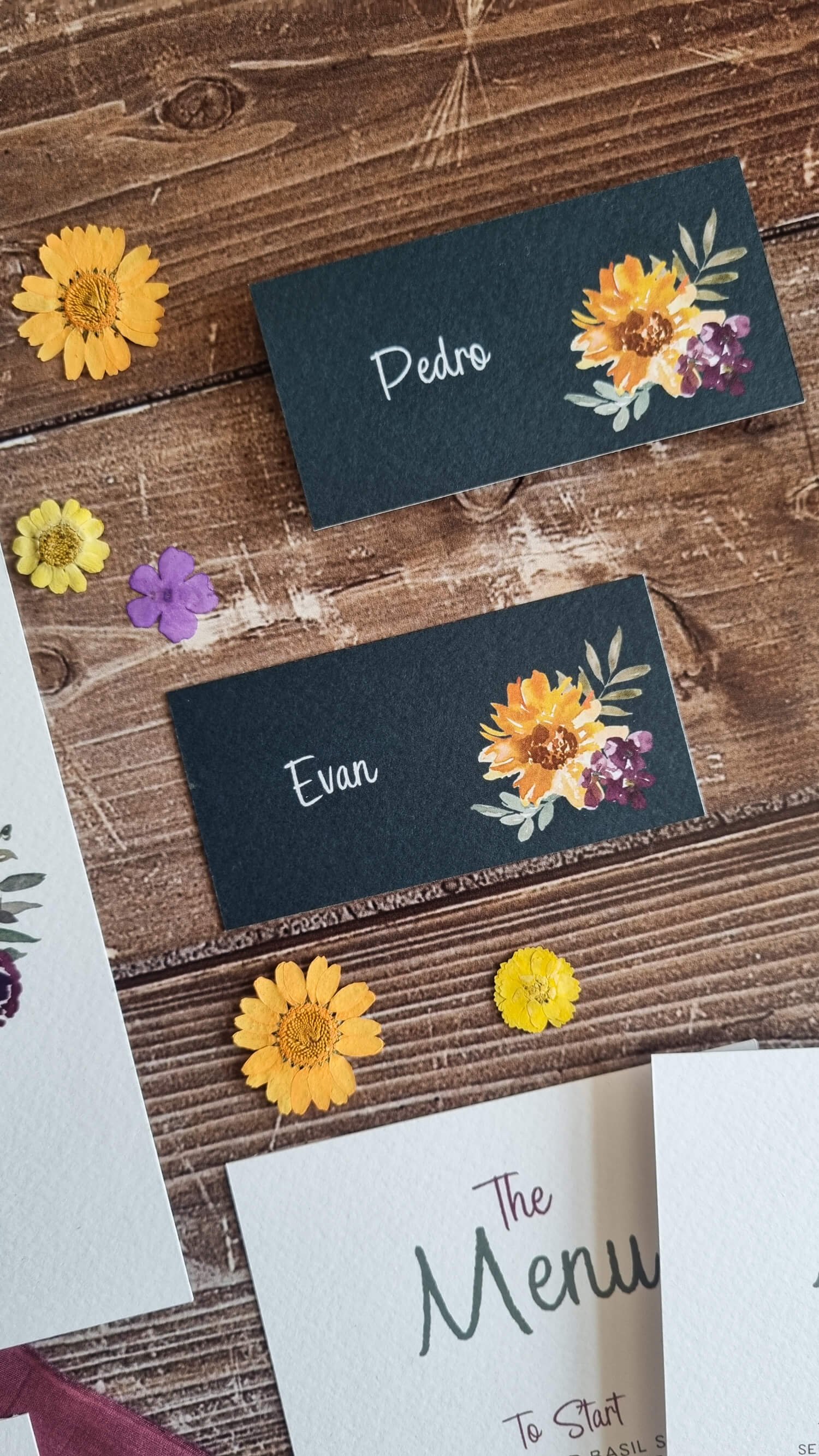 Sunflower Field place cards