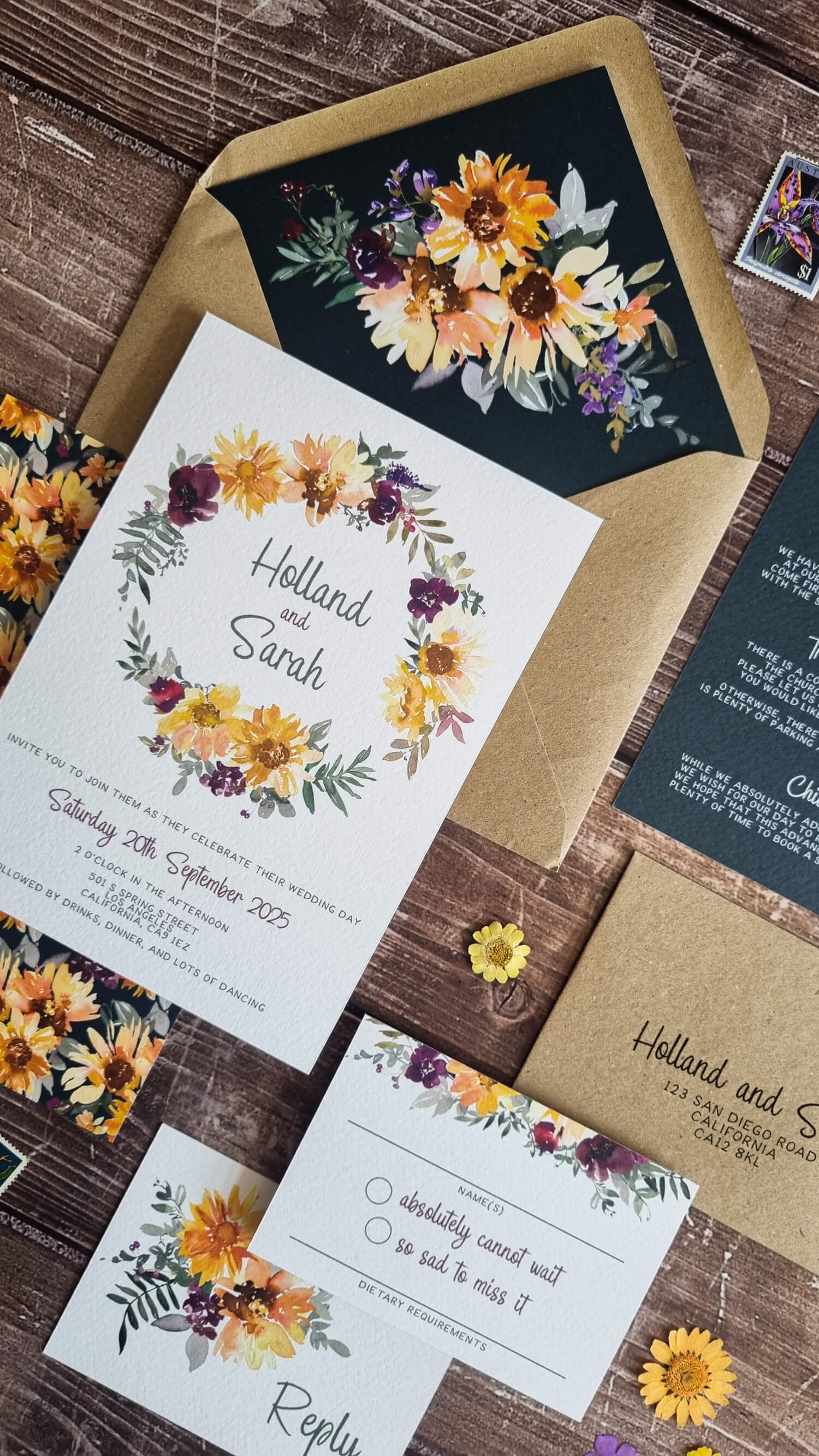 Sunflower Field wedding invitations