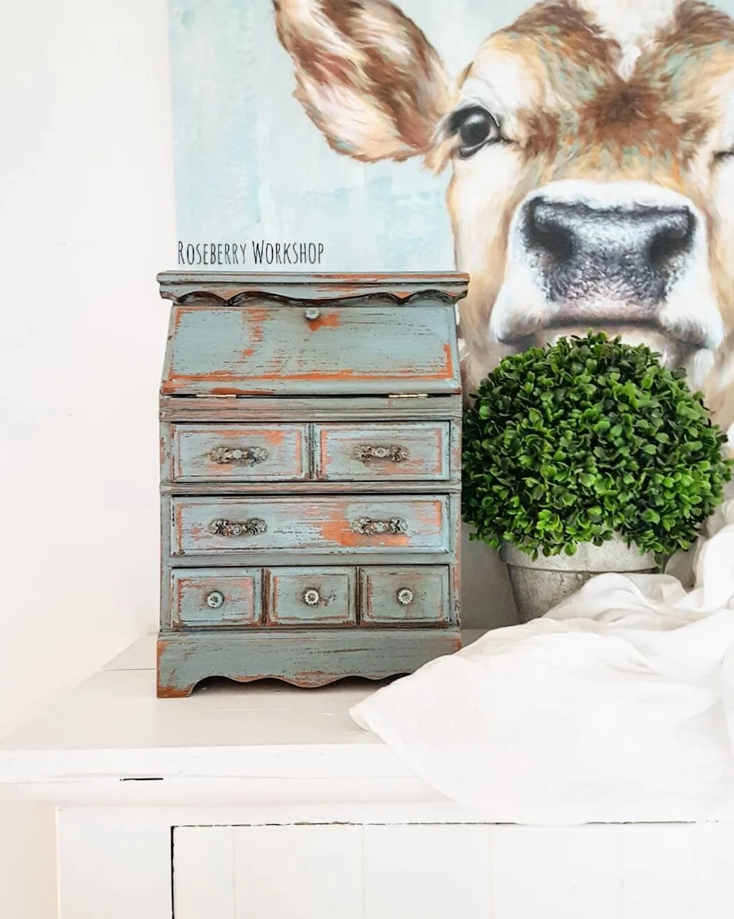  Cottage Blue Jewelry Chest