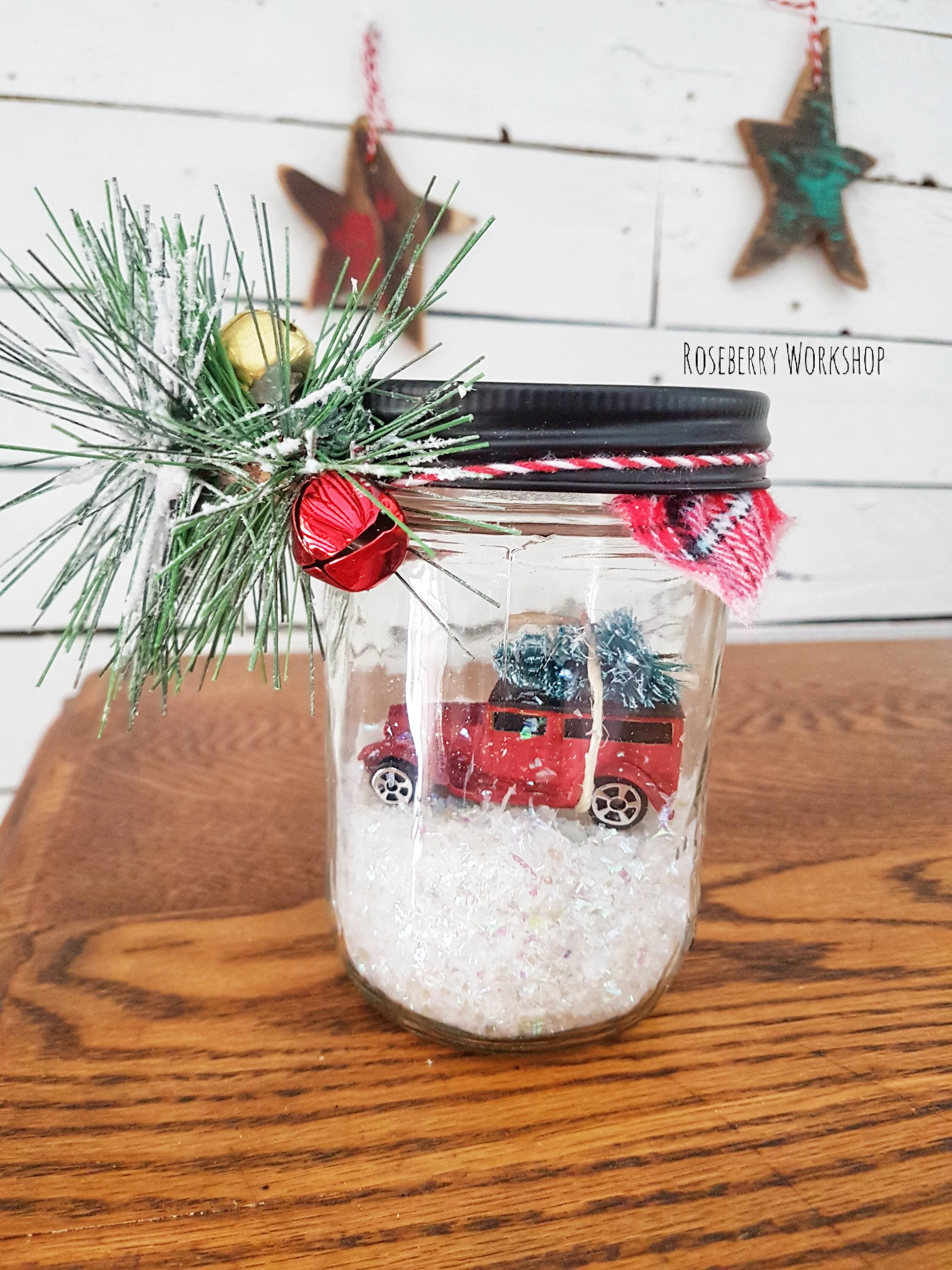 "Vintage Automobile" Christmas Mason Jar