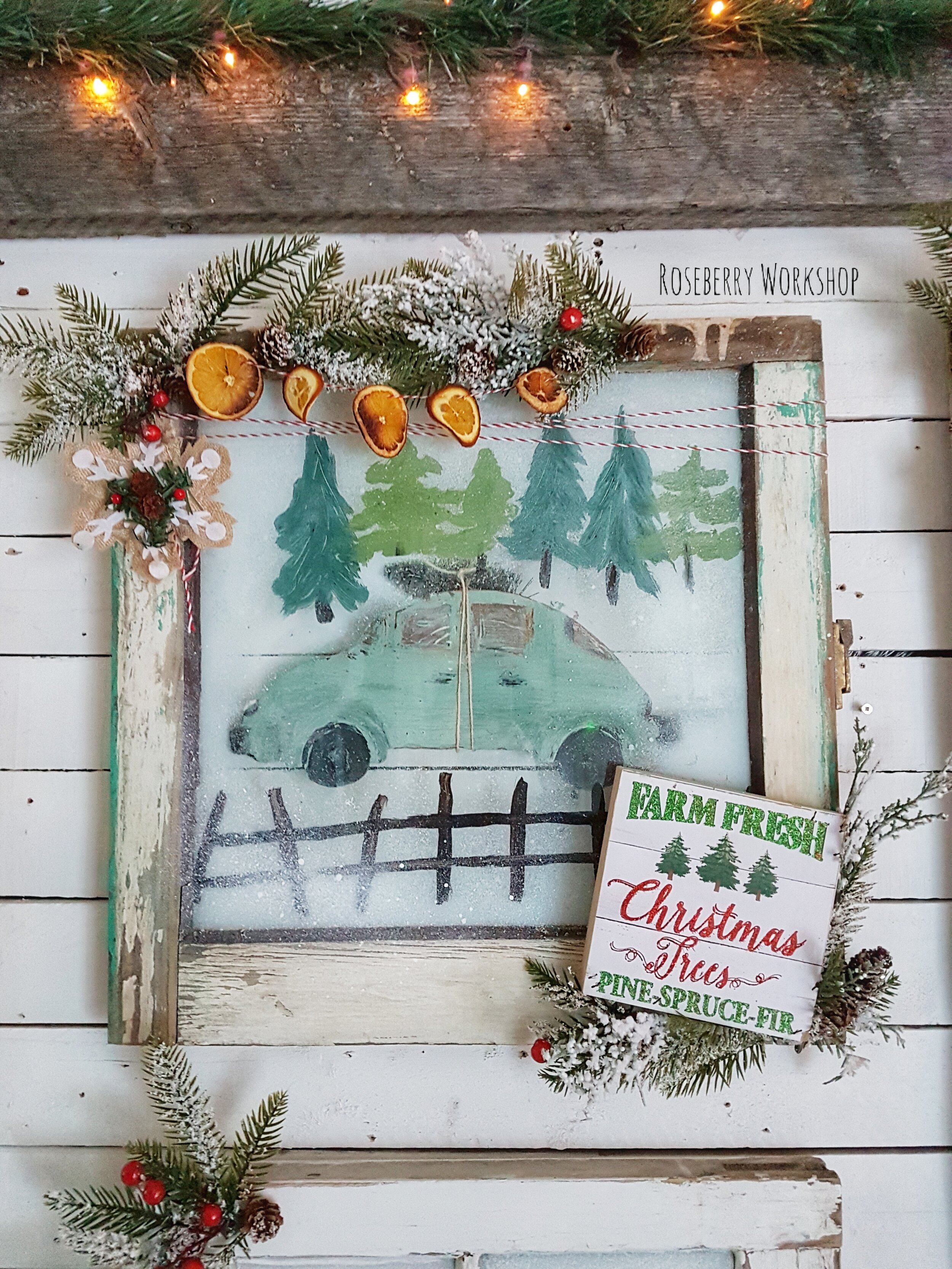 Tree Farm Vintage Window (love bug)
