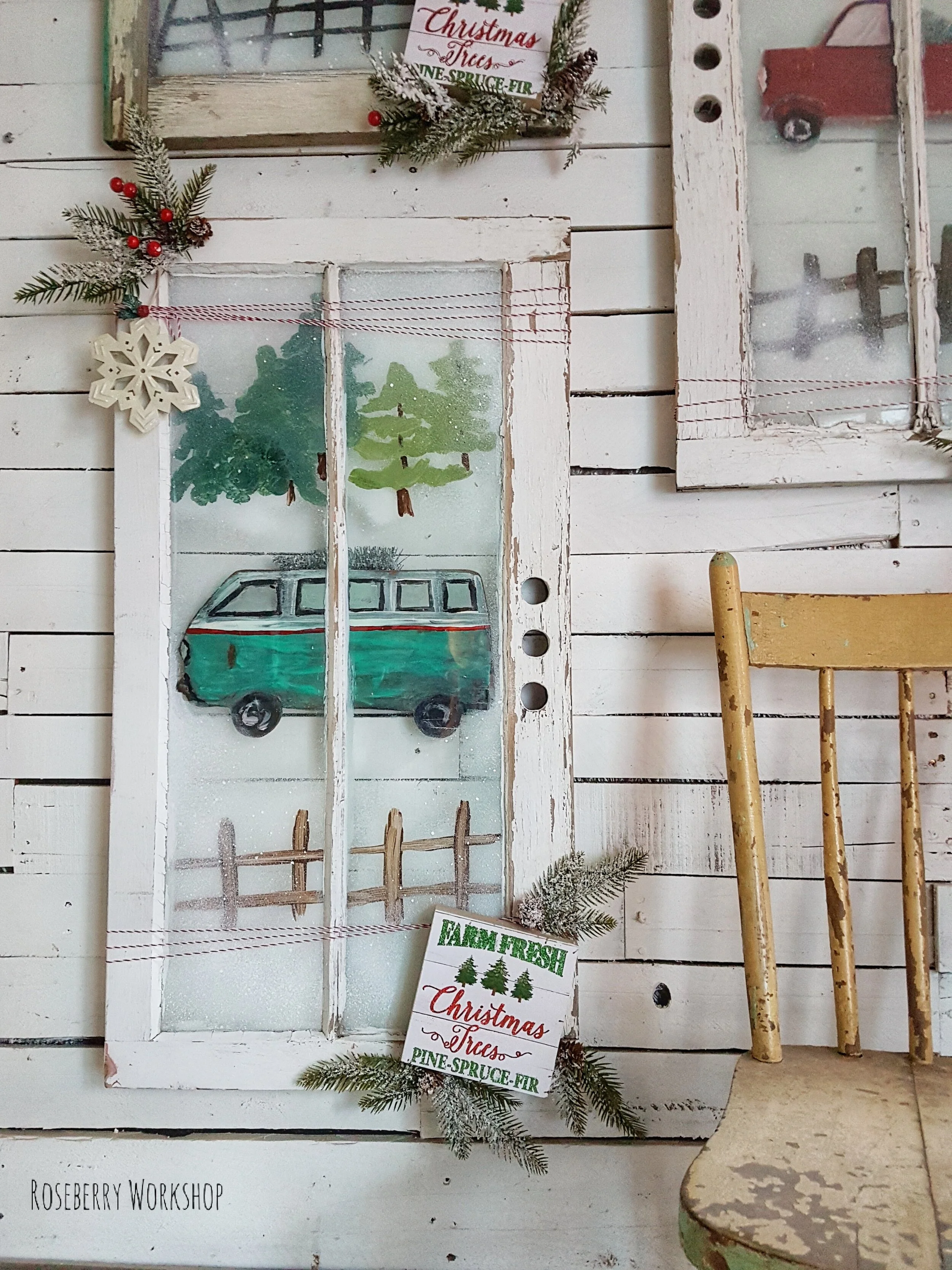 Tree Farm Vintage Window (vw van)