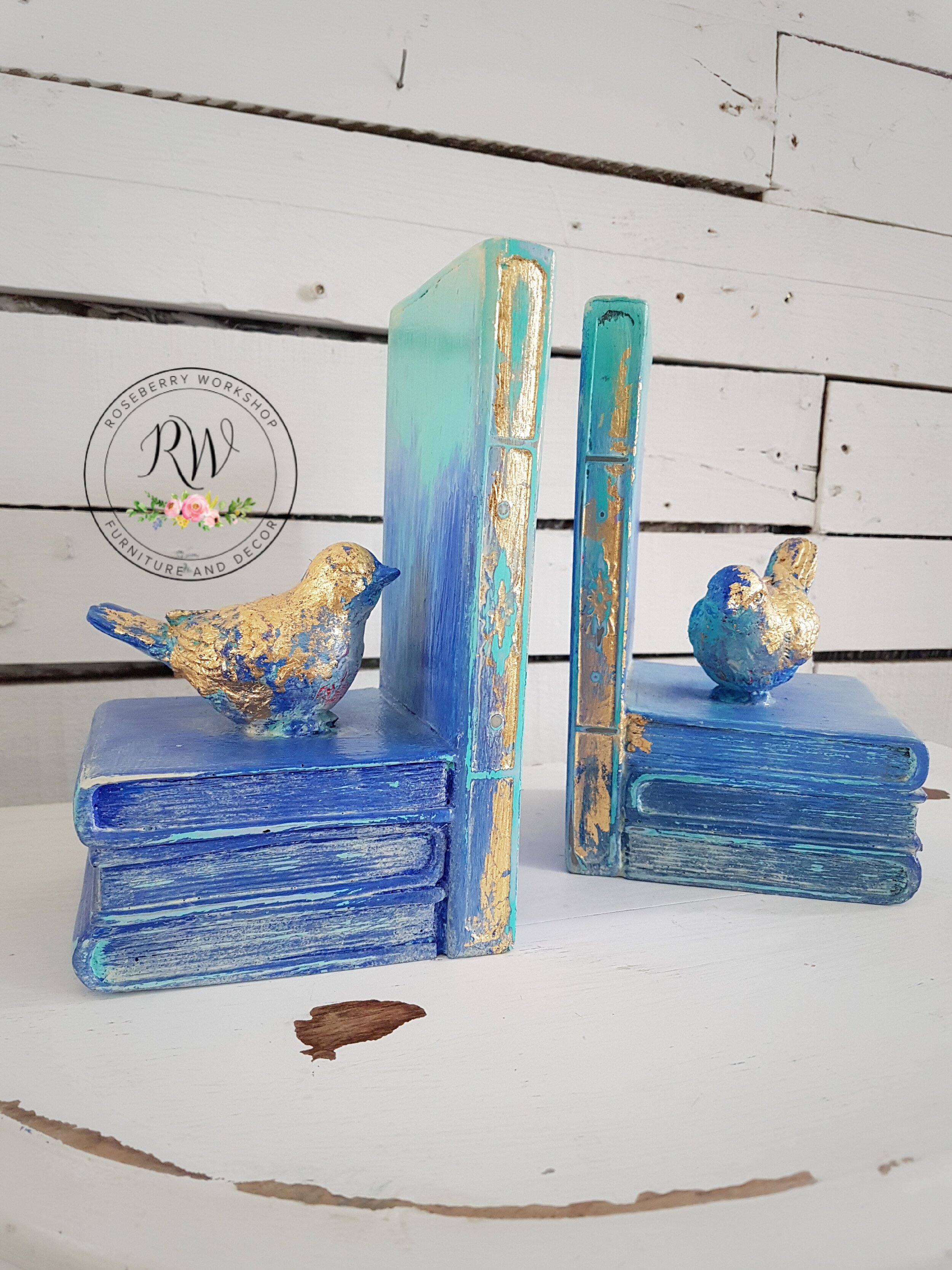 Blue Birdie Bookends