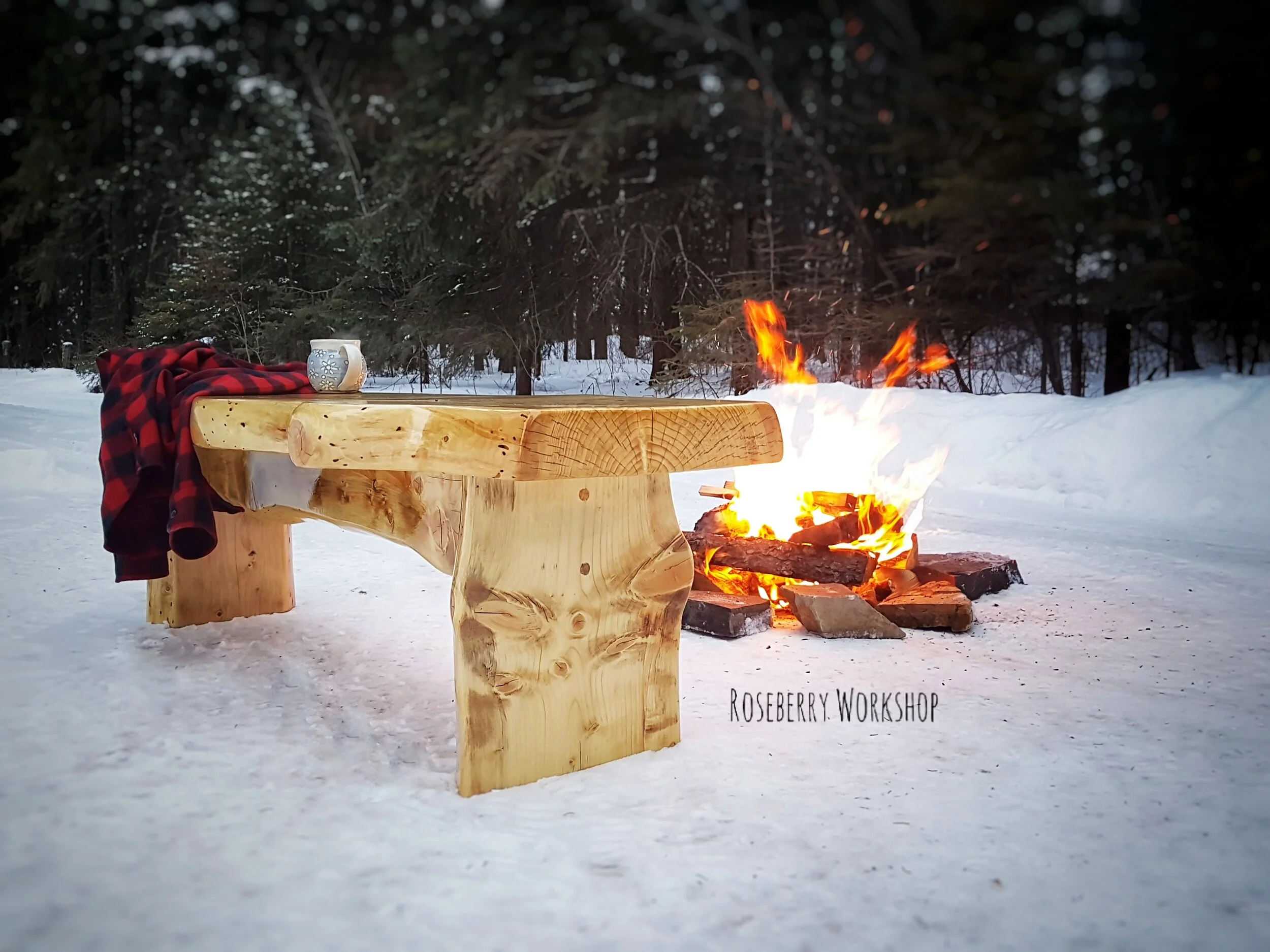 "The Lumberjack" Live Edge Slab Bench 