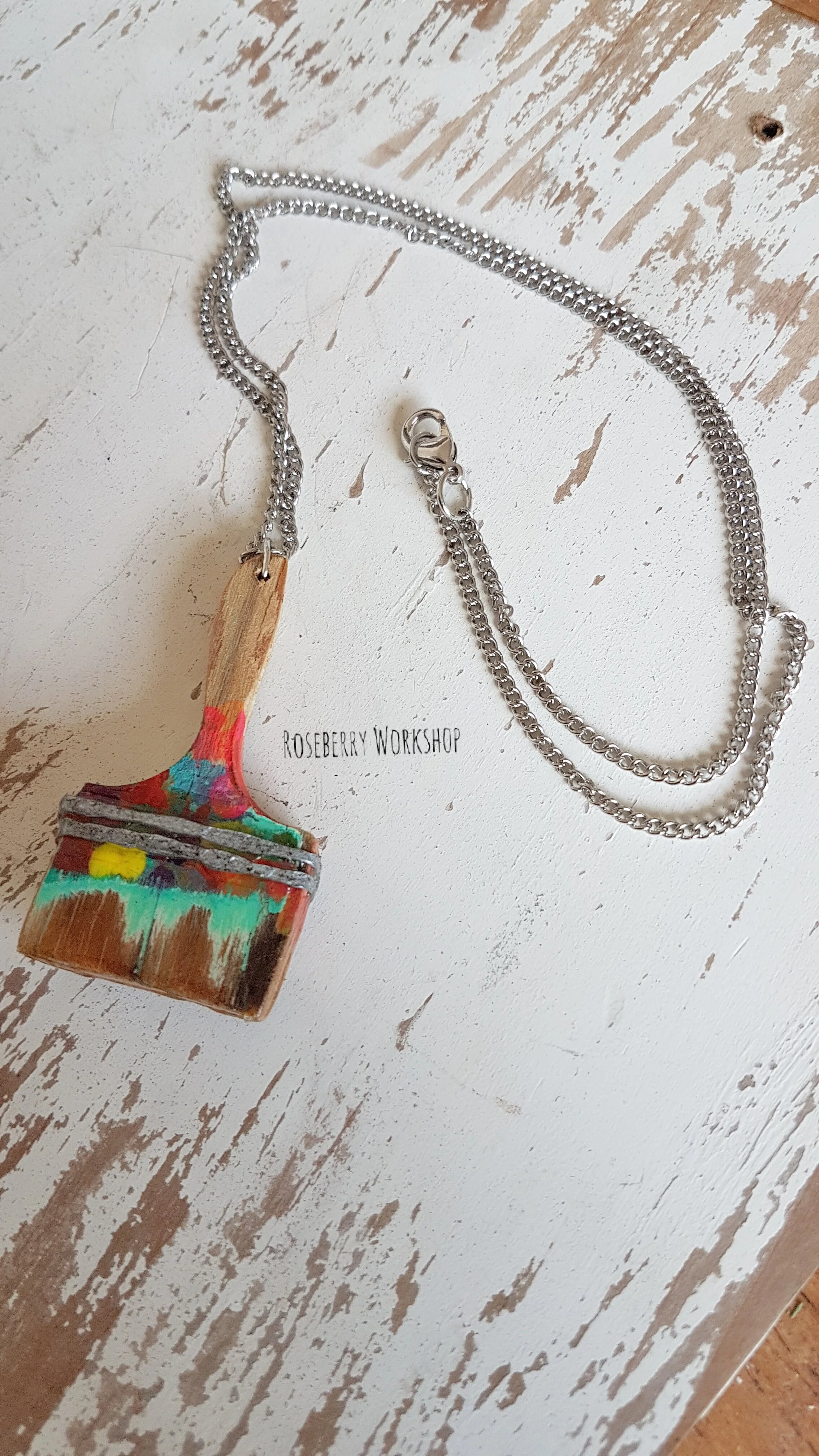"Working Brush" Necklace with chain