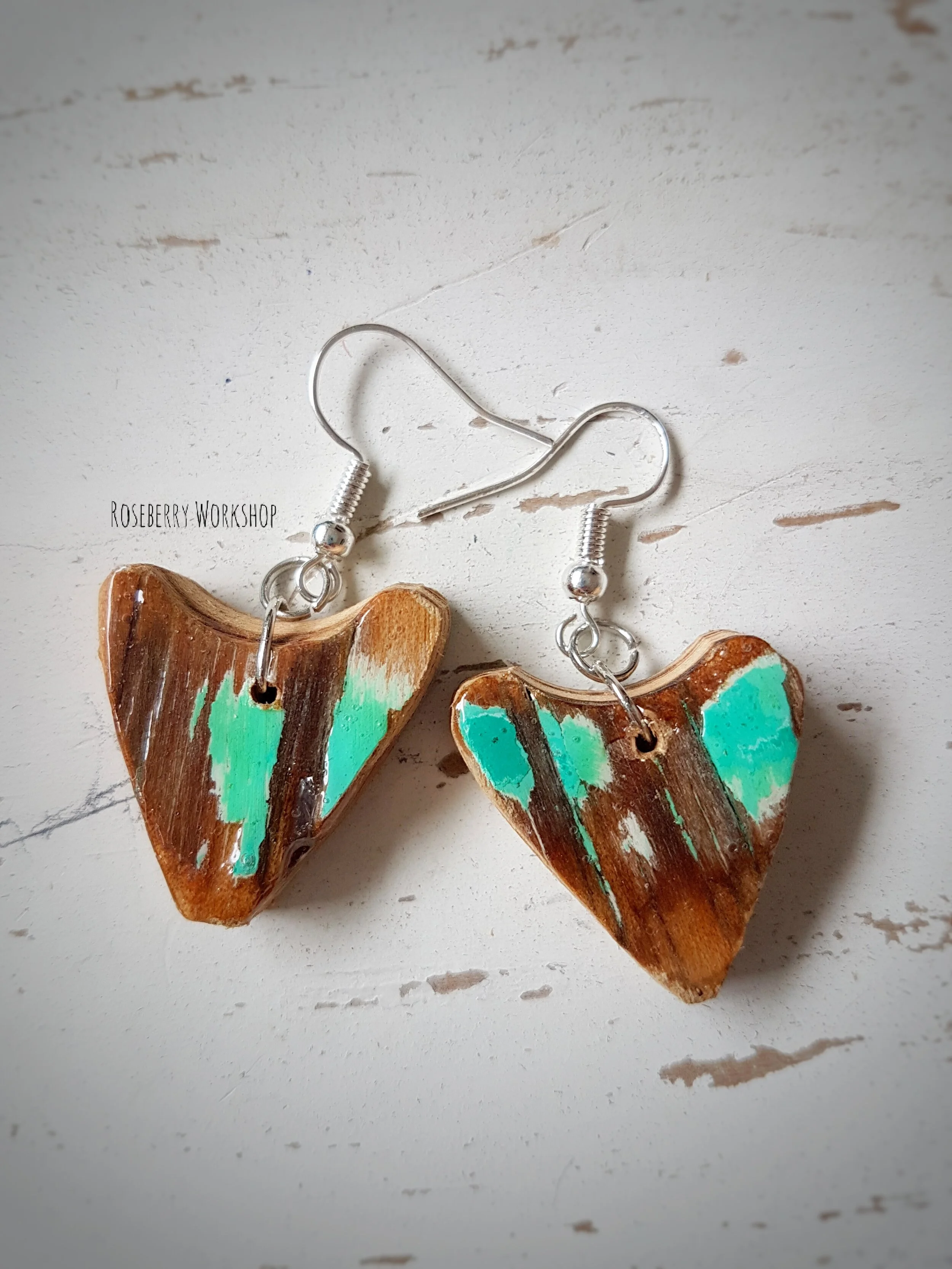 "Hint of Mint" Heart Earrings No. 1
