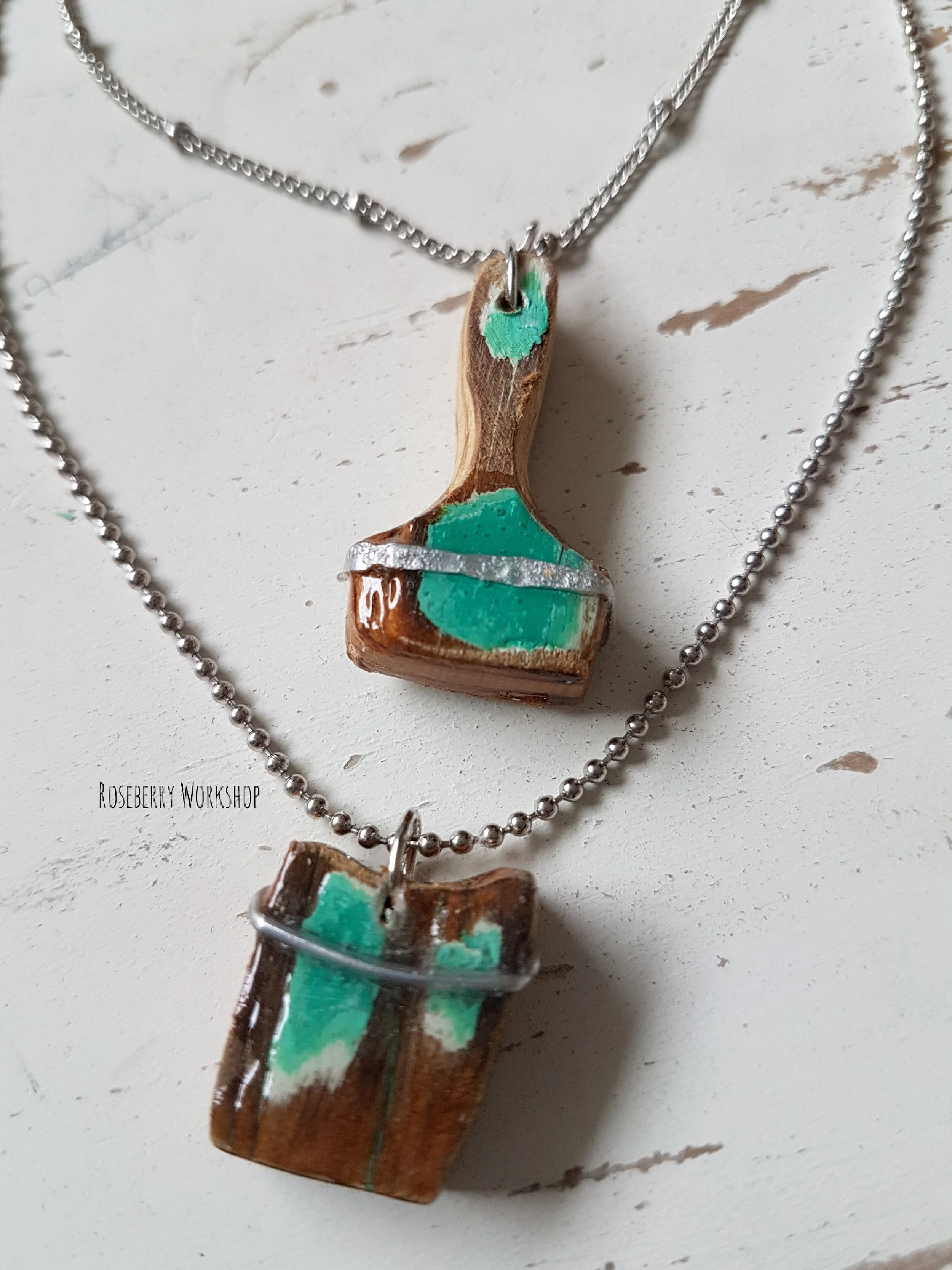 "Paint Bucket &amp; Brush" Double Layered Necklace