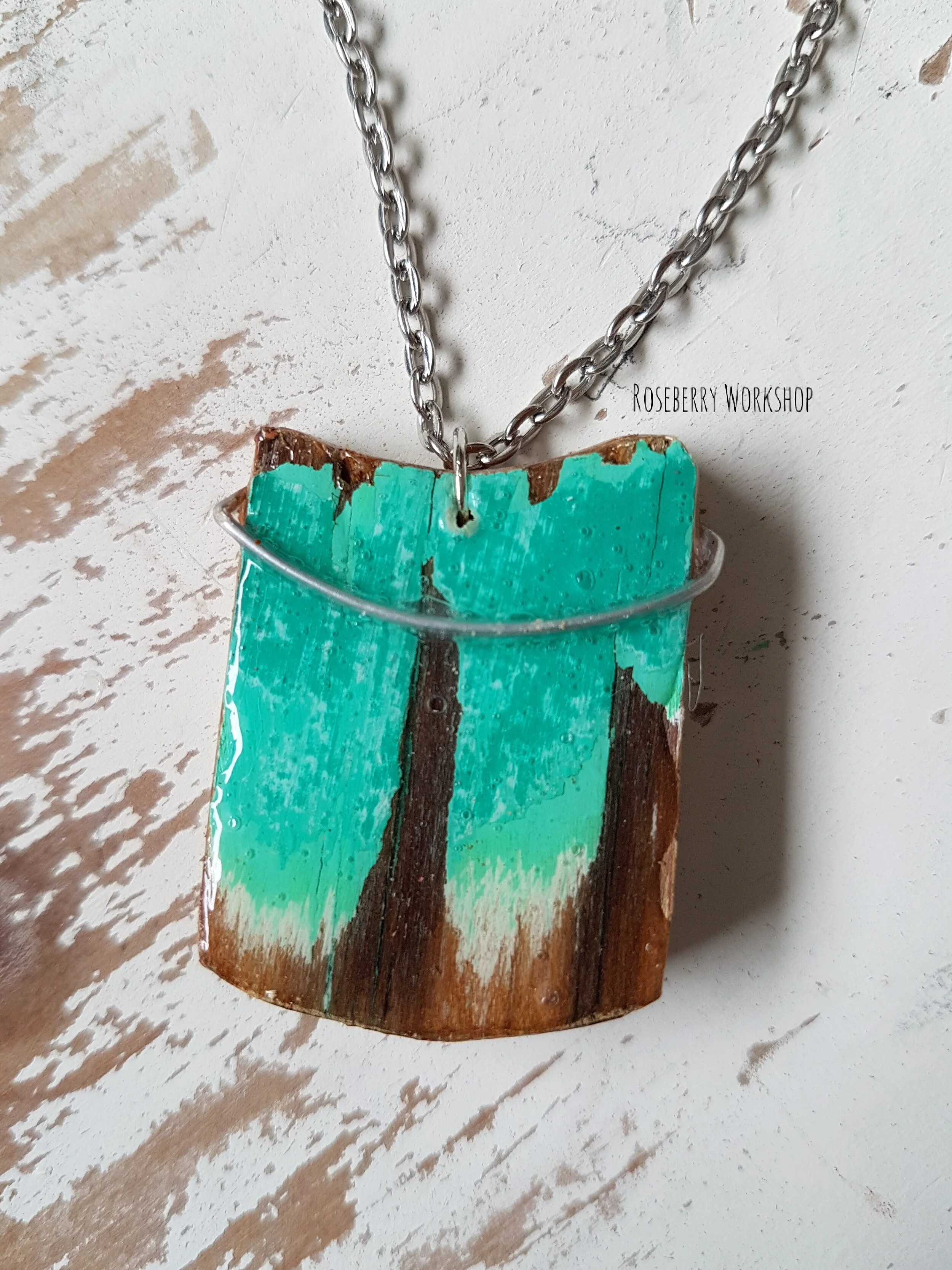 Paint Bucket Necklace with Silver Chain