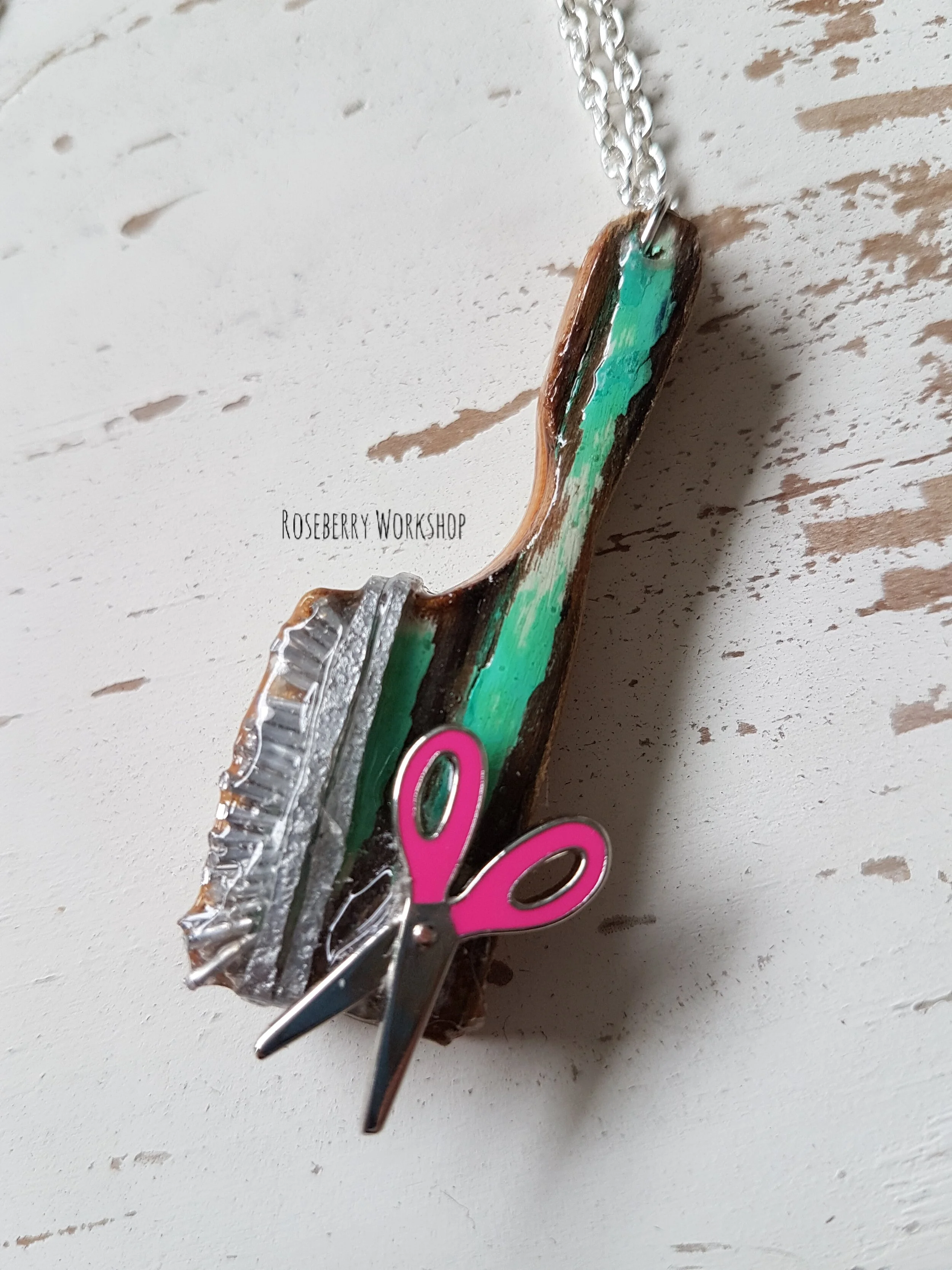 Hairbrush &amp; Scissors Necklace