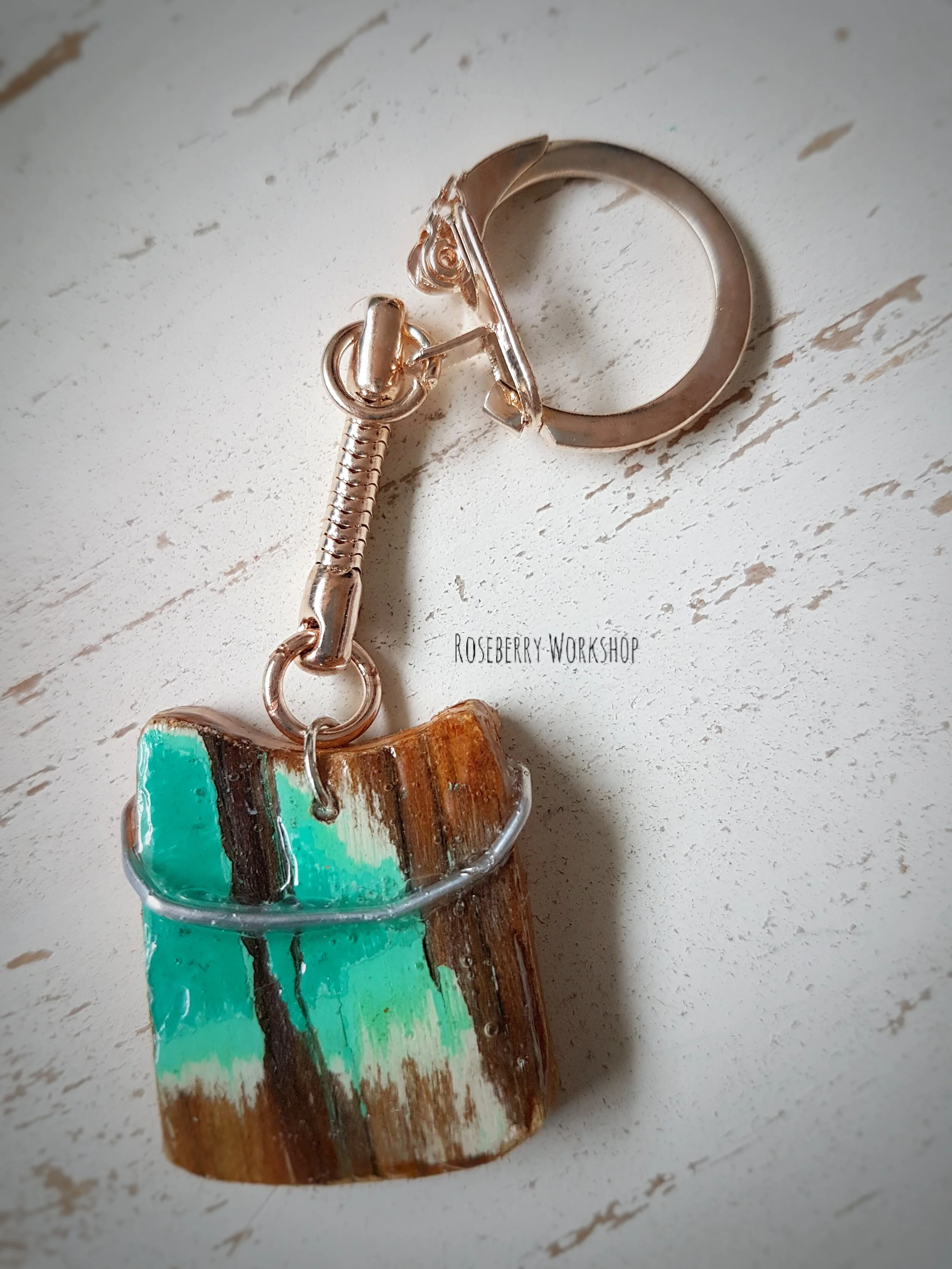 Paint Bucket Key Charm with Rose Metal Link