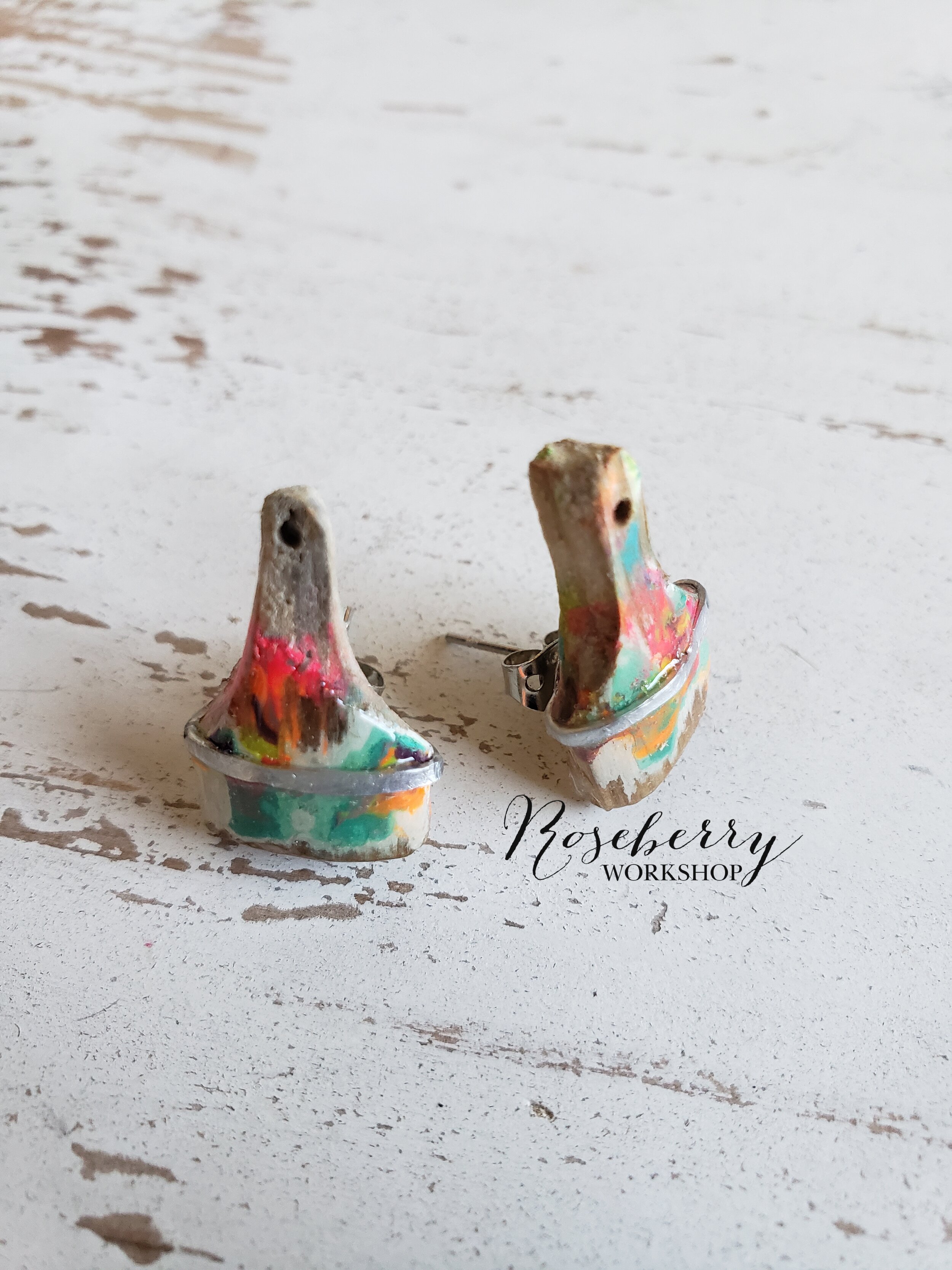 "Working Brushes" Paint Brush Stud Earrings