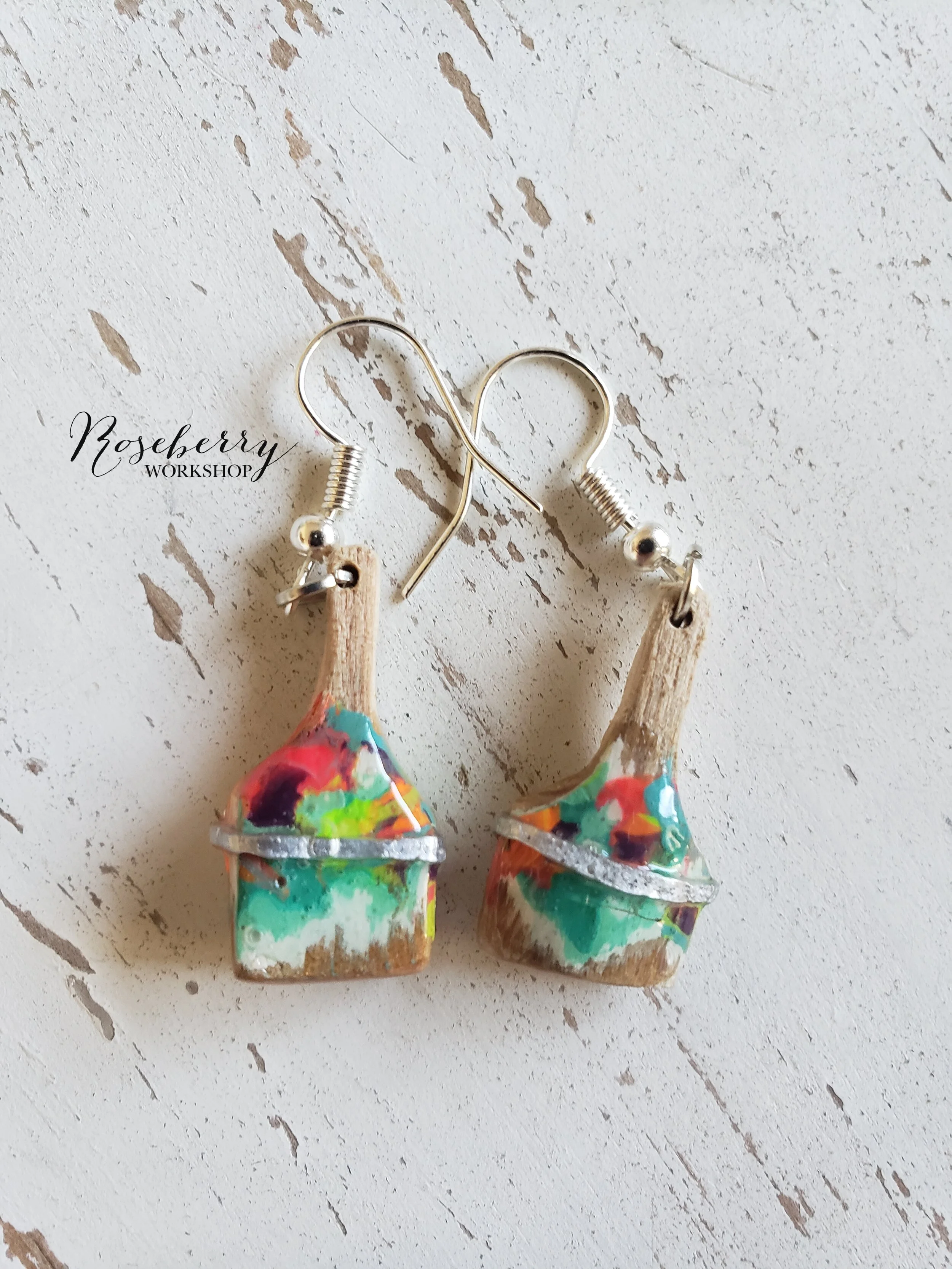 "Working Brushes" Mini Paint Brush Earrings