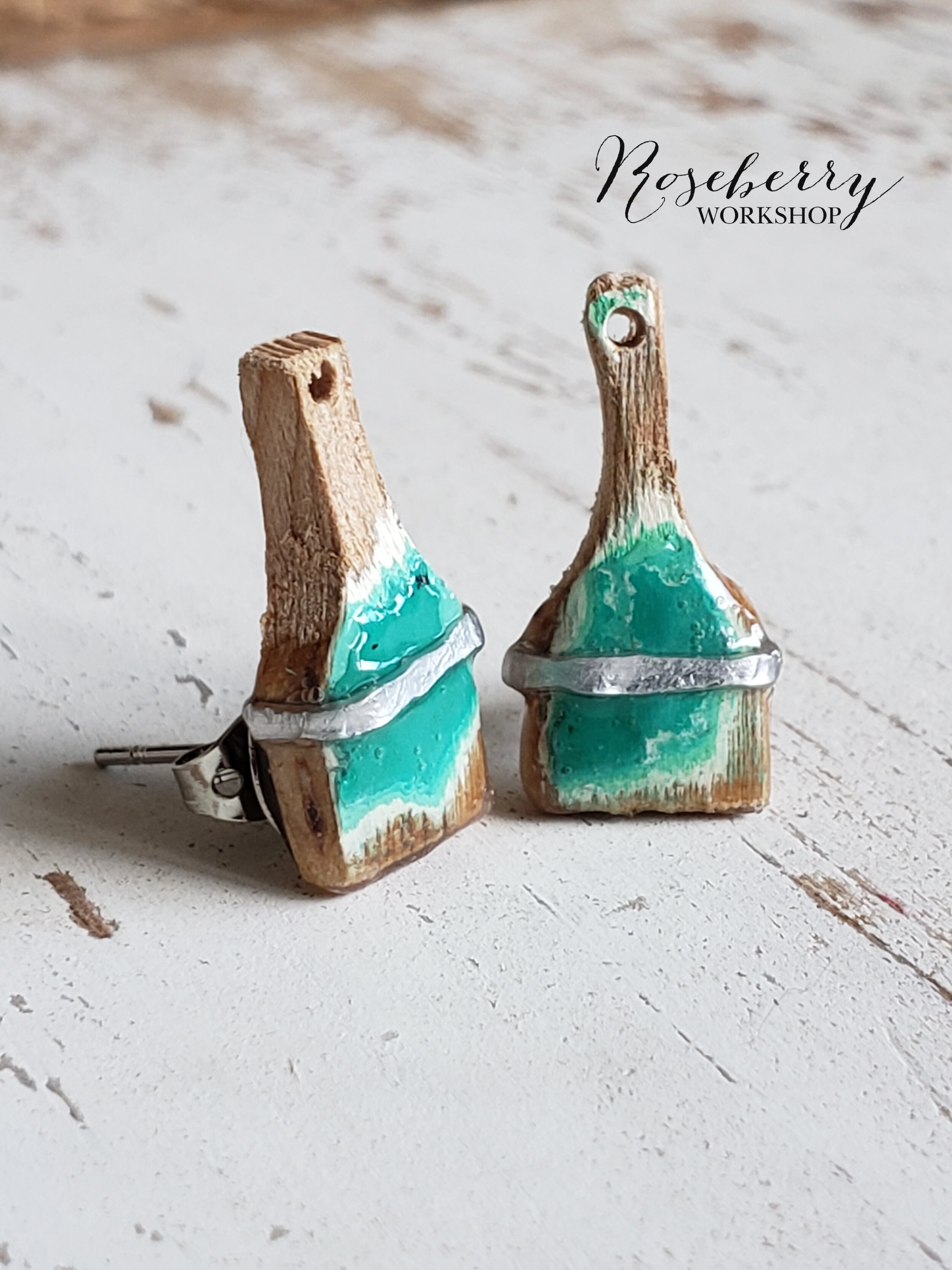 "Pop's Old Workshop" Turquoise Stud Earrings