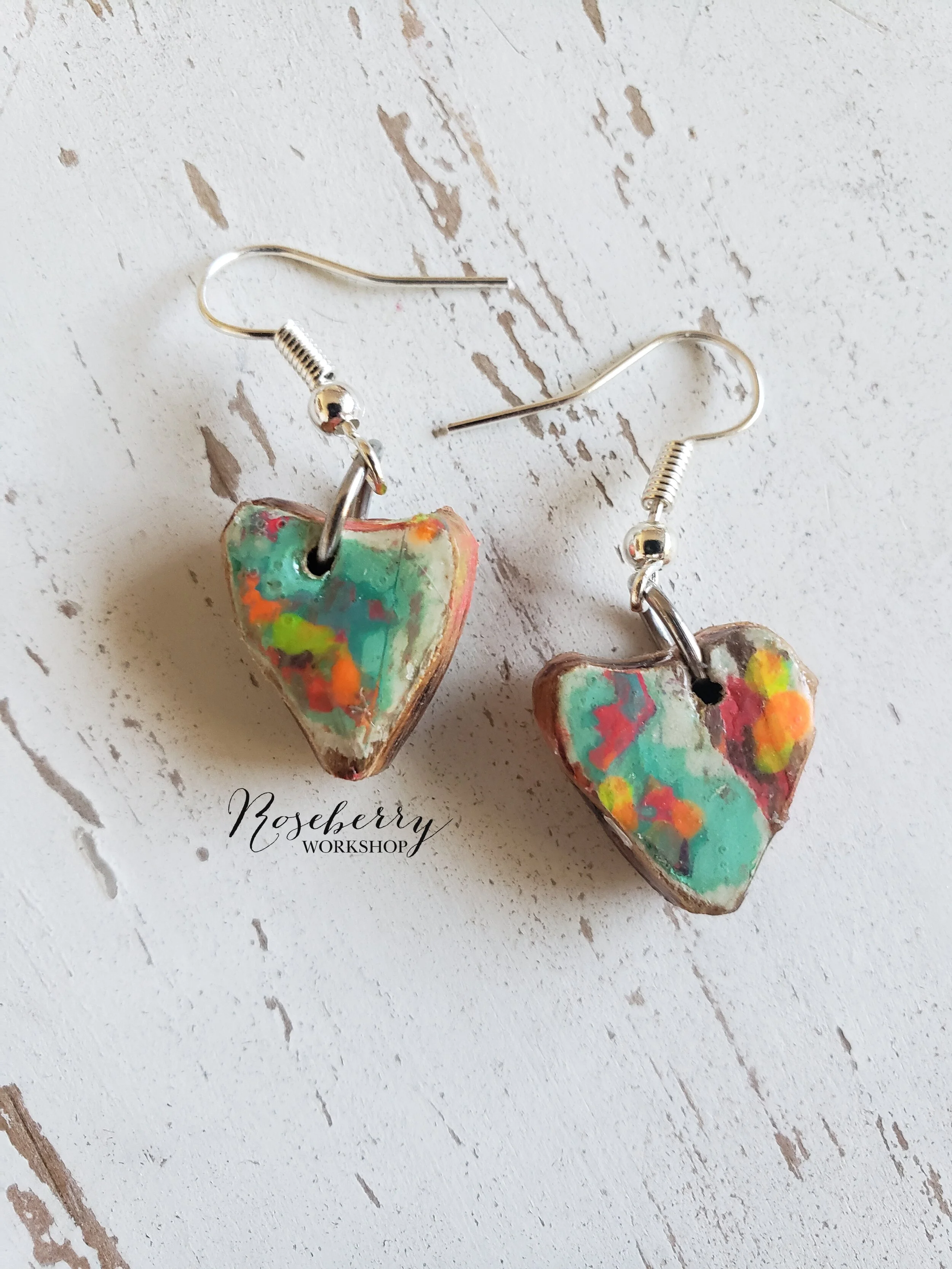 "Her Paint Splattered Heart" Earrings