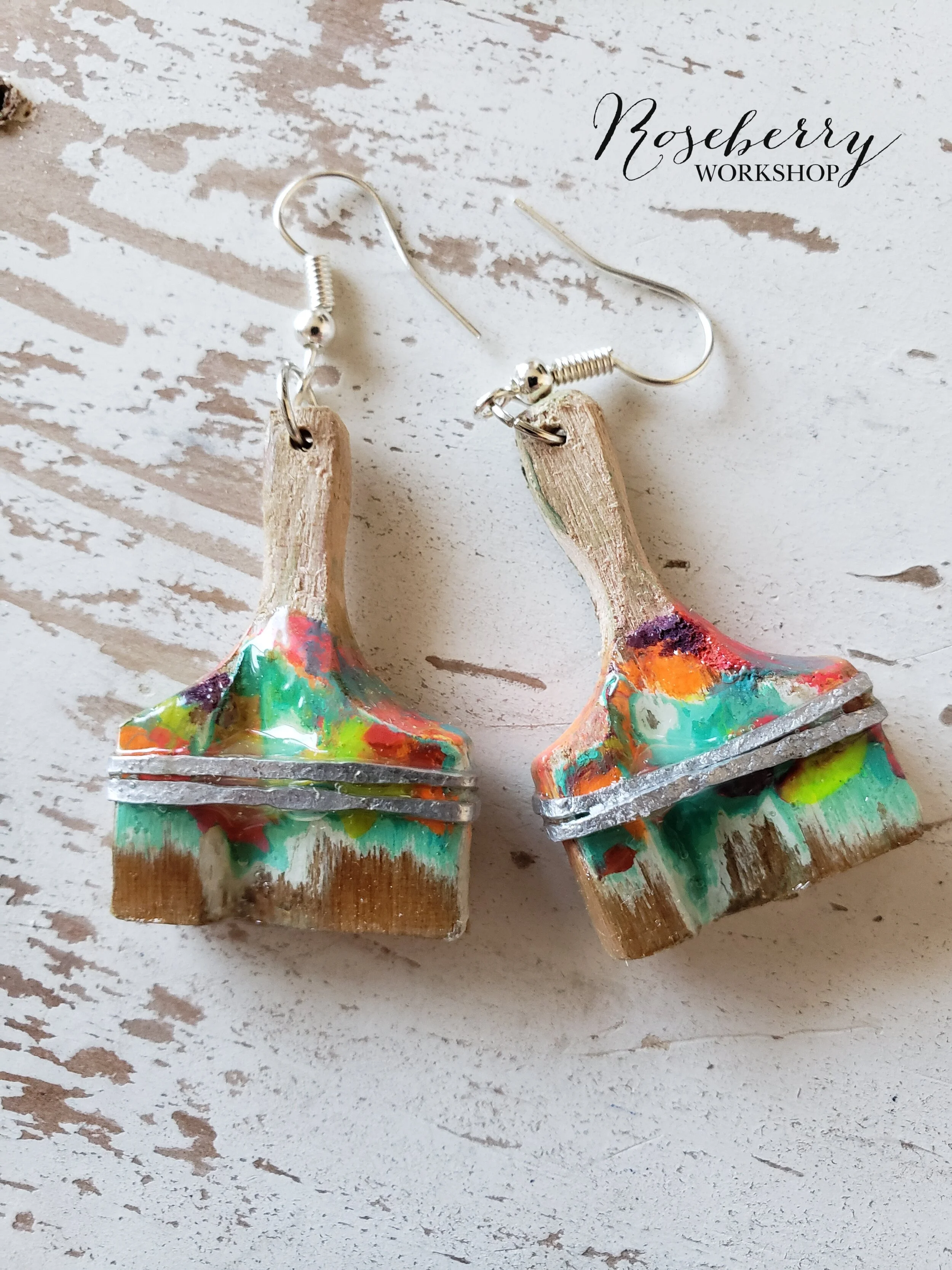 "Working Brushes" Paint Brush Earrings (Small Size)