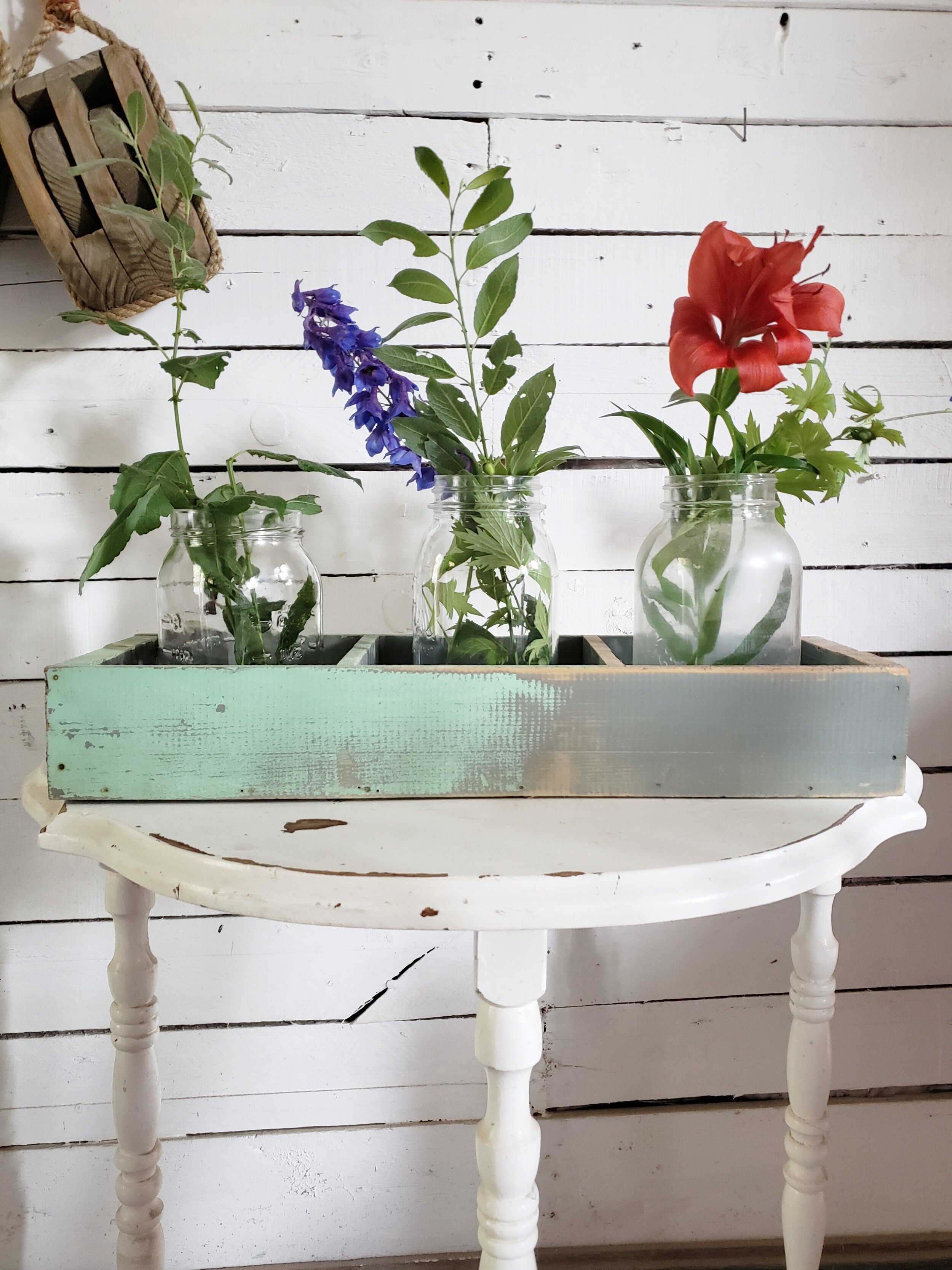 Rustic Mint &amp; Grey Wooden Box