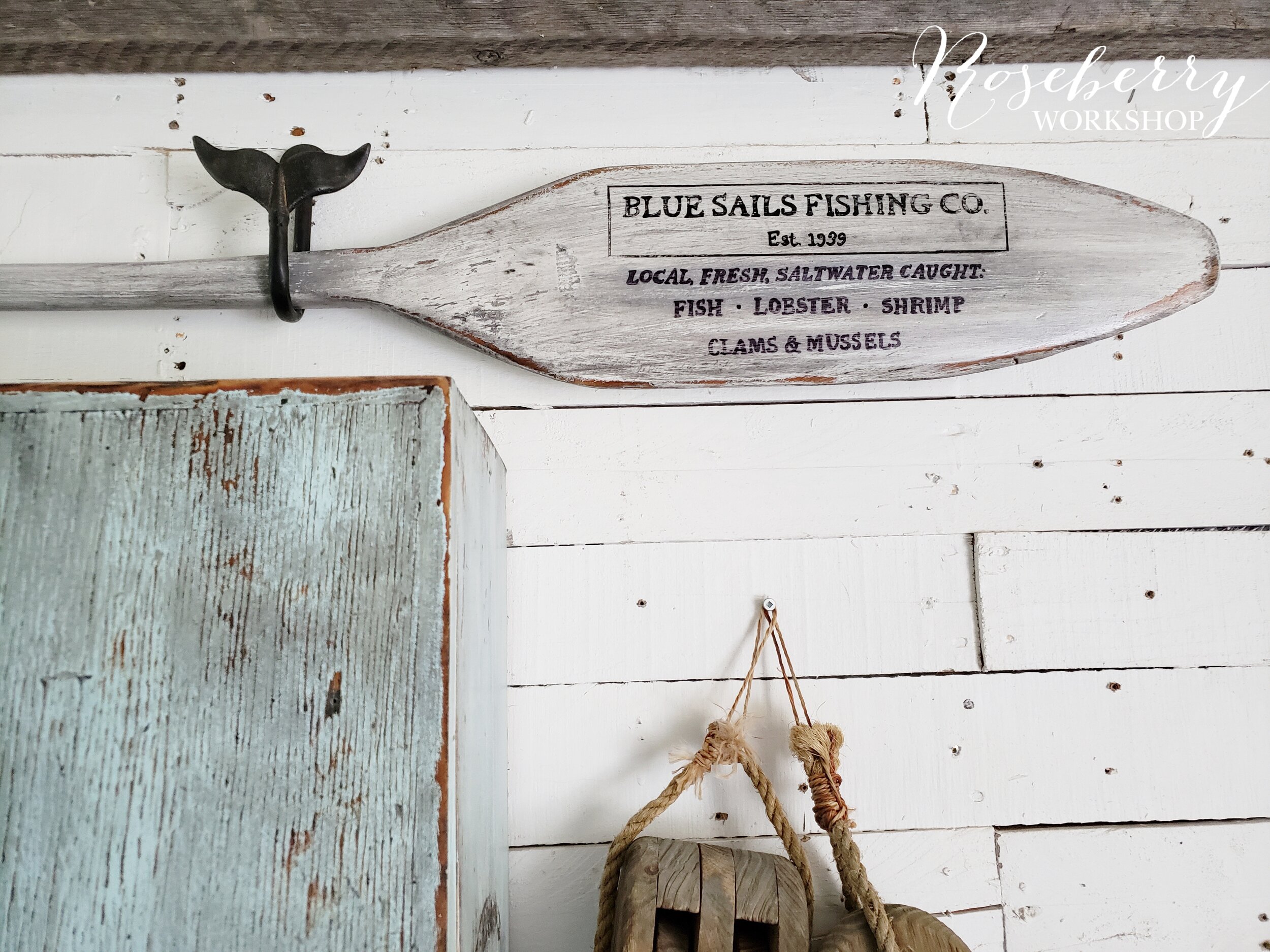 "Blue Sails Fishing Co." Paddle &amp; Whale Tail Hook