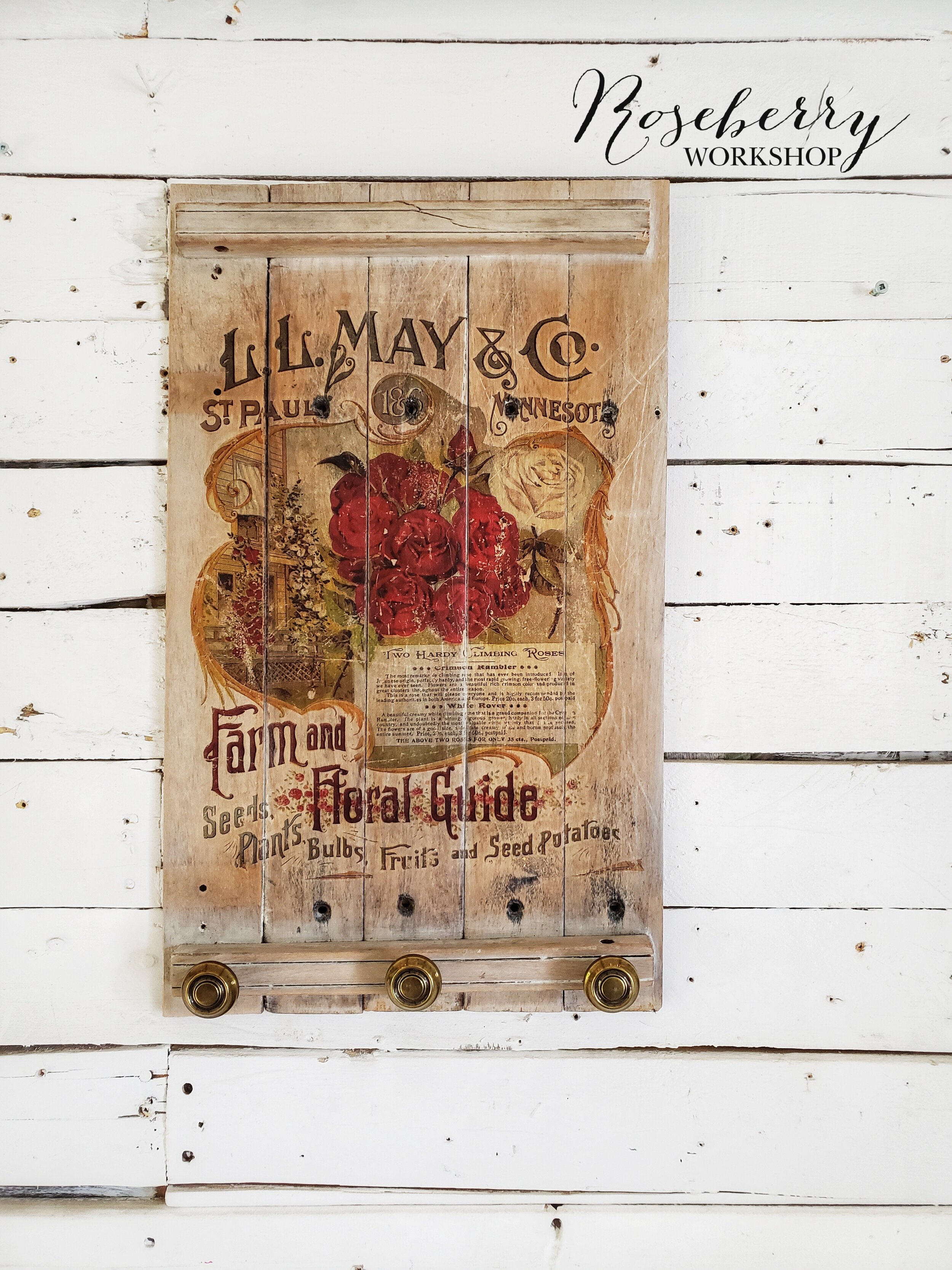 Vintage "Farm &amp; Floral Guide" Sign with Knobs