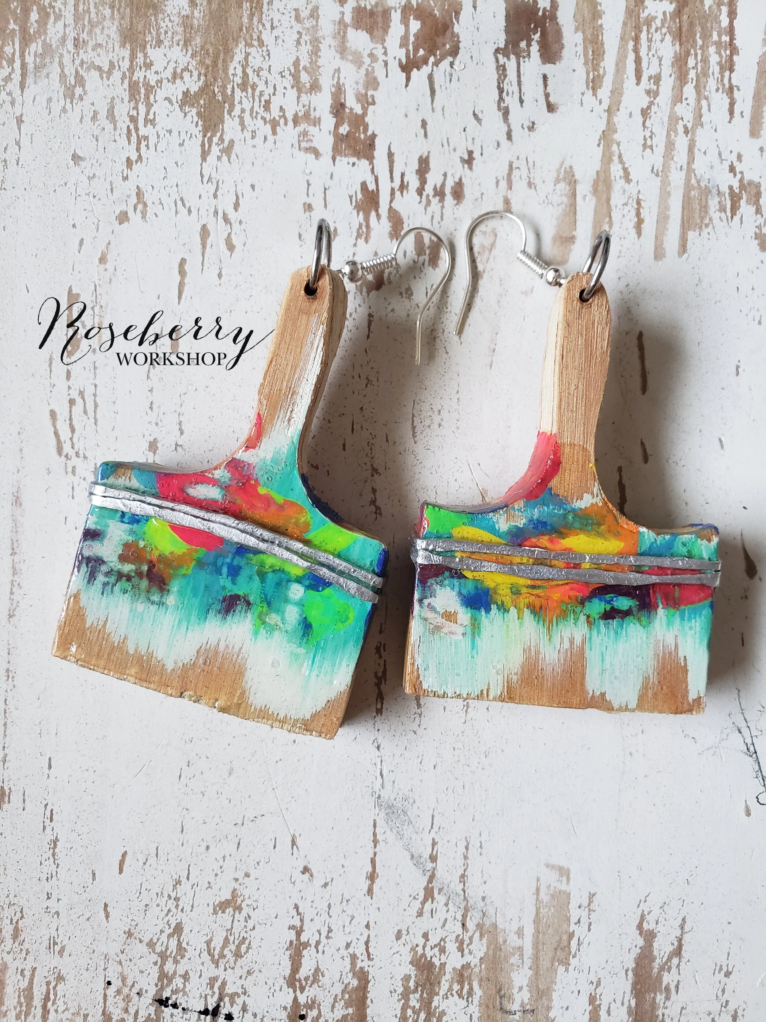 "Working Brushes" Paint Brush Earrings (Large Size)