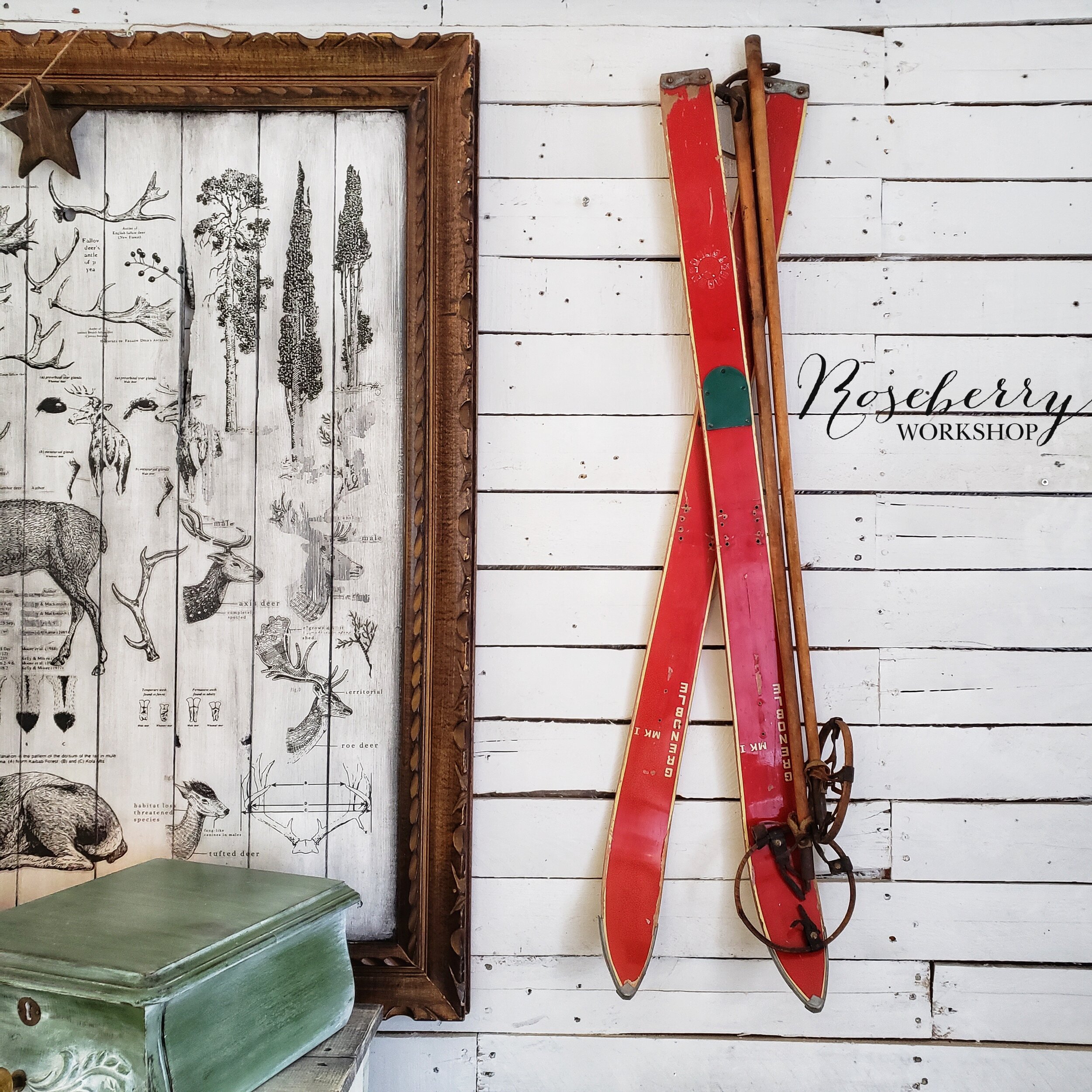 Vintage Skis &amp; Poles Wall Decor