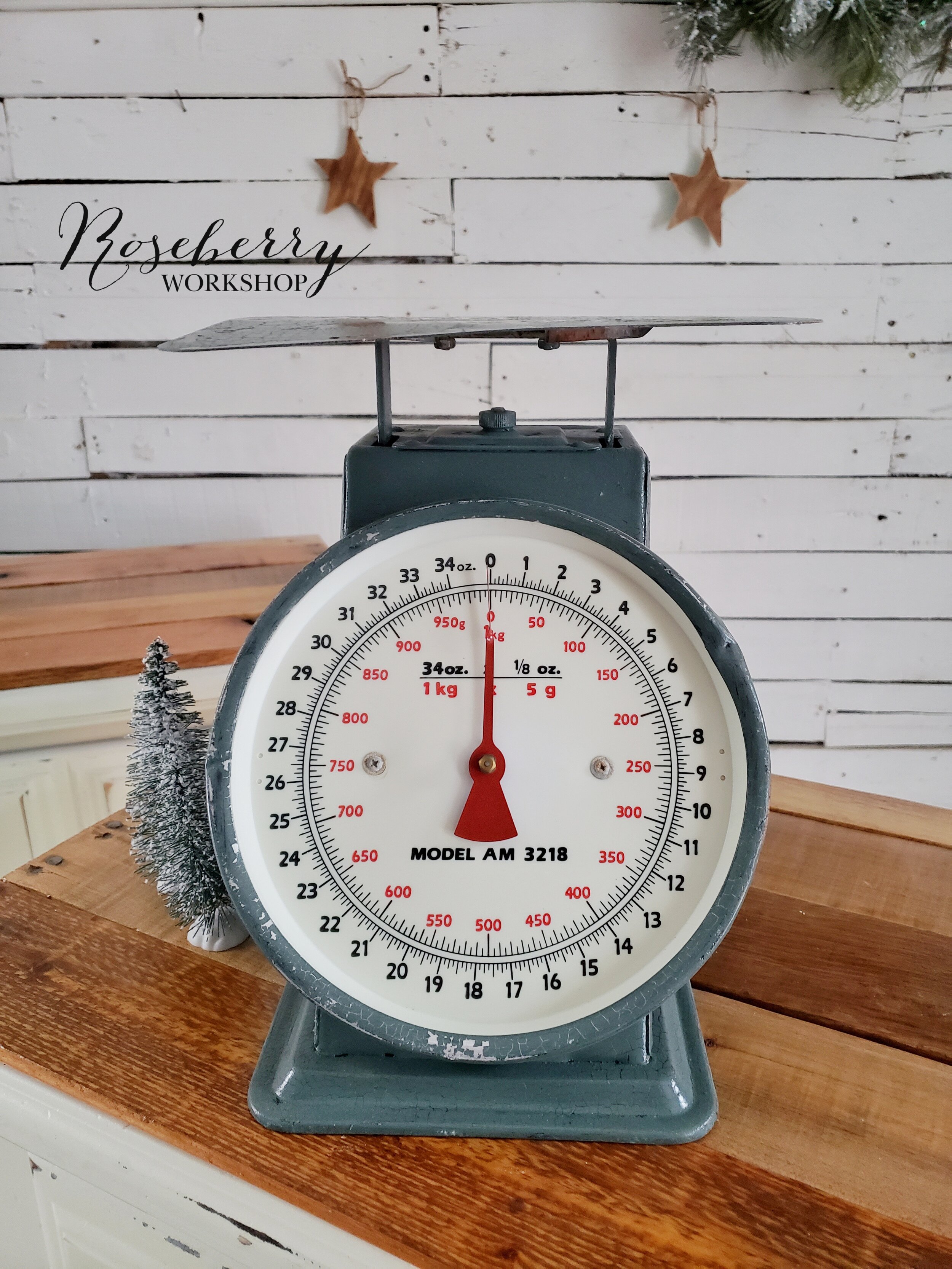 Farmhouse Green Vintage Metal Scale