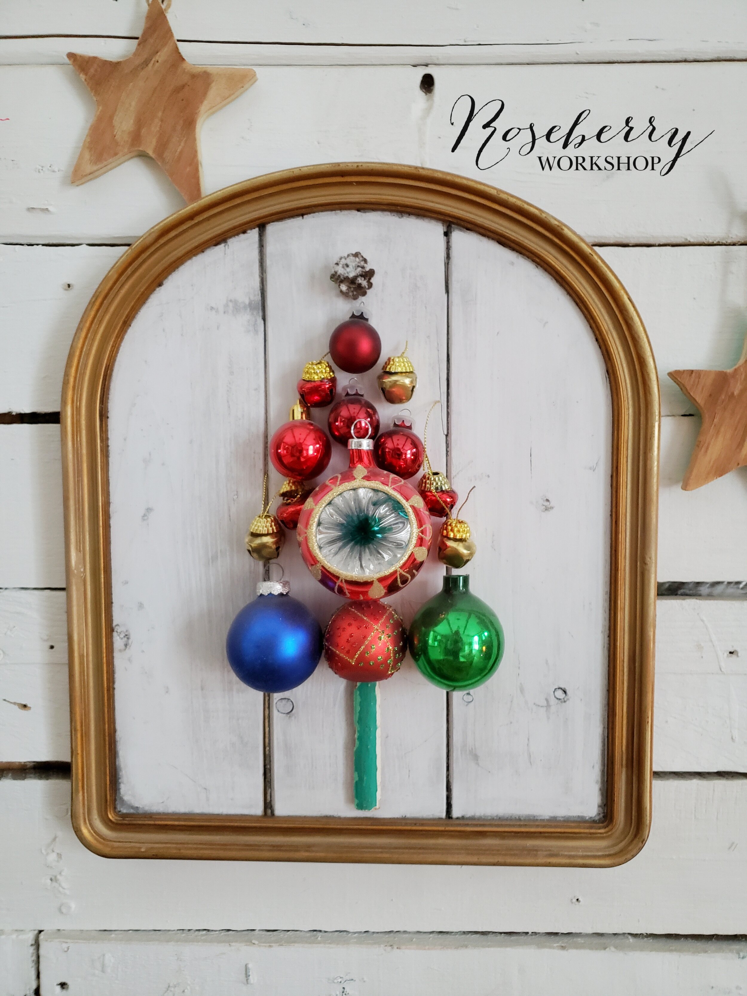 Framed Christmas Bulb Tree (Small with curved top)