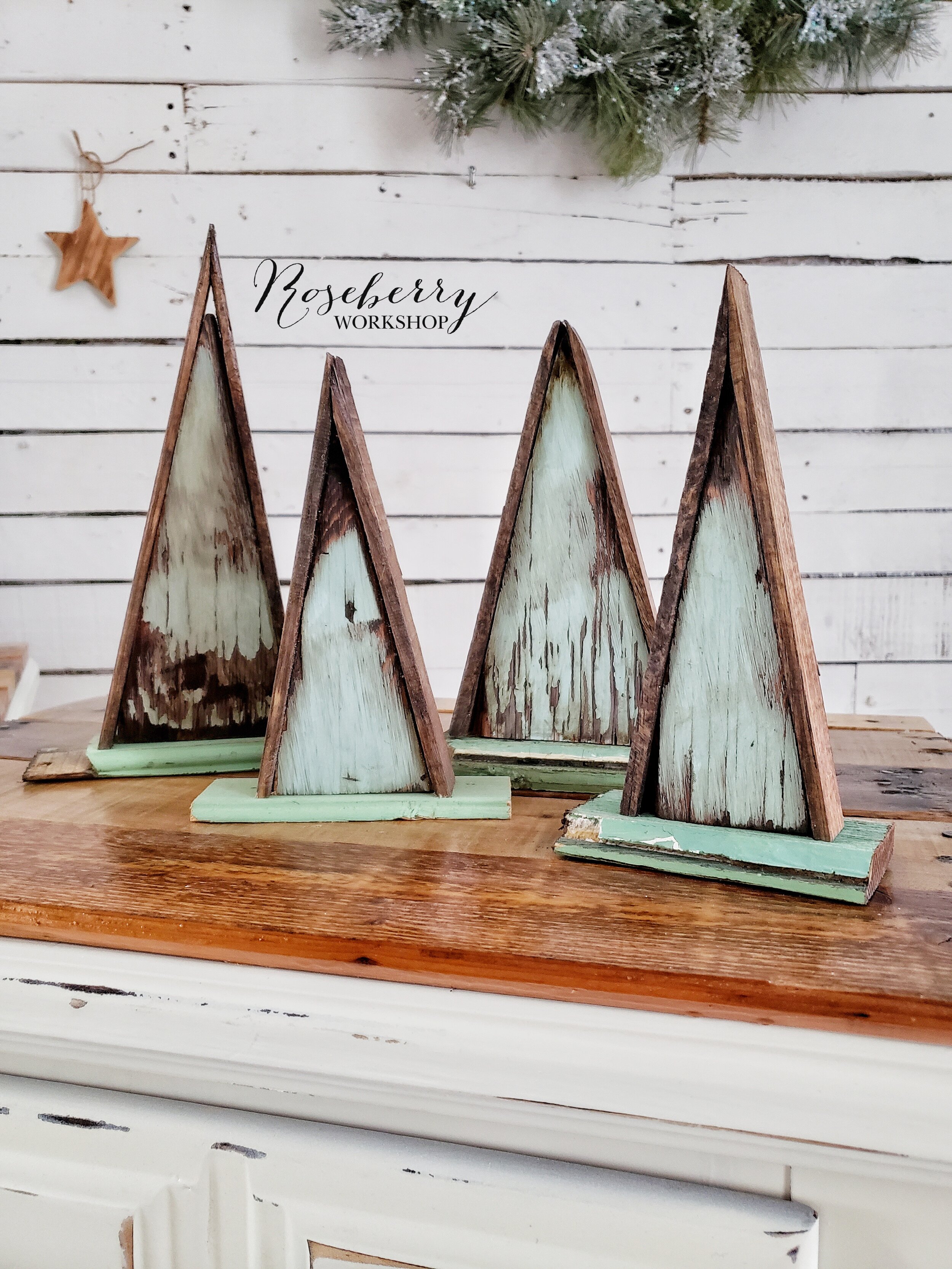  Reclaimed Wood Minty Tree Set