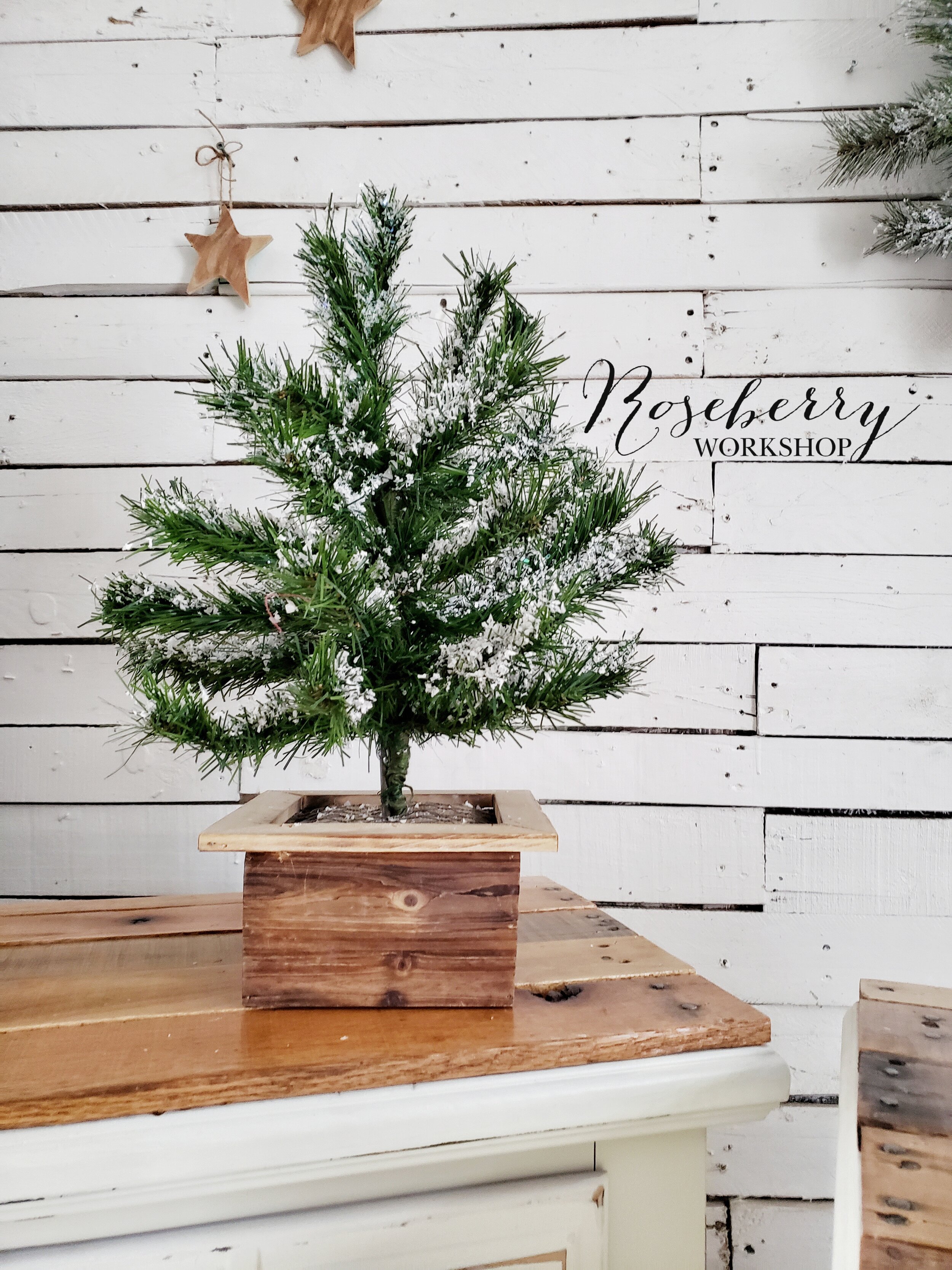 Rustic Snowy Table Top Tree 