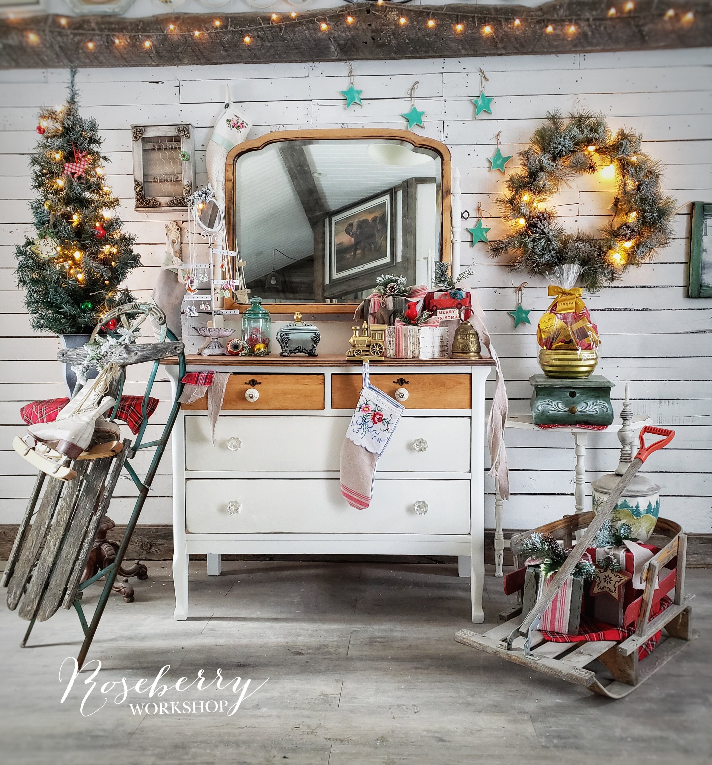 "Oh Wish" White + Wood Antique Dresser