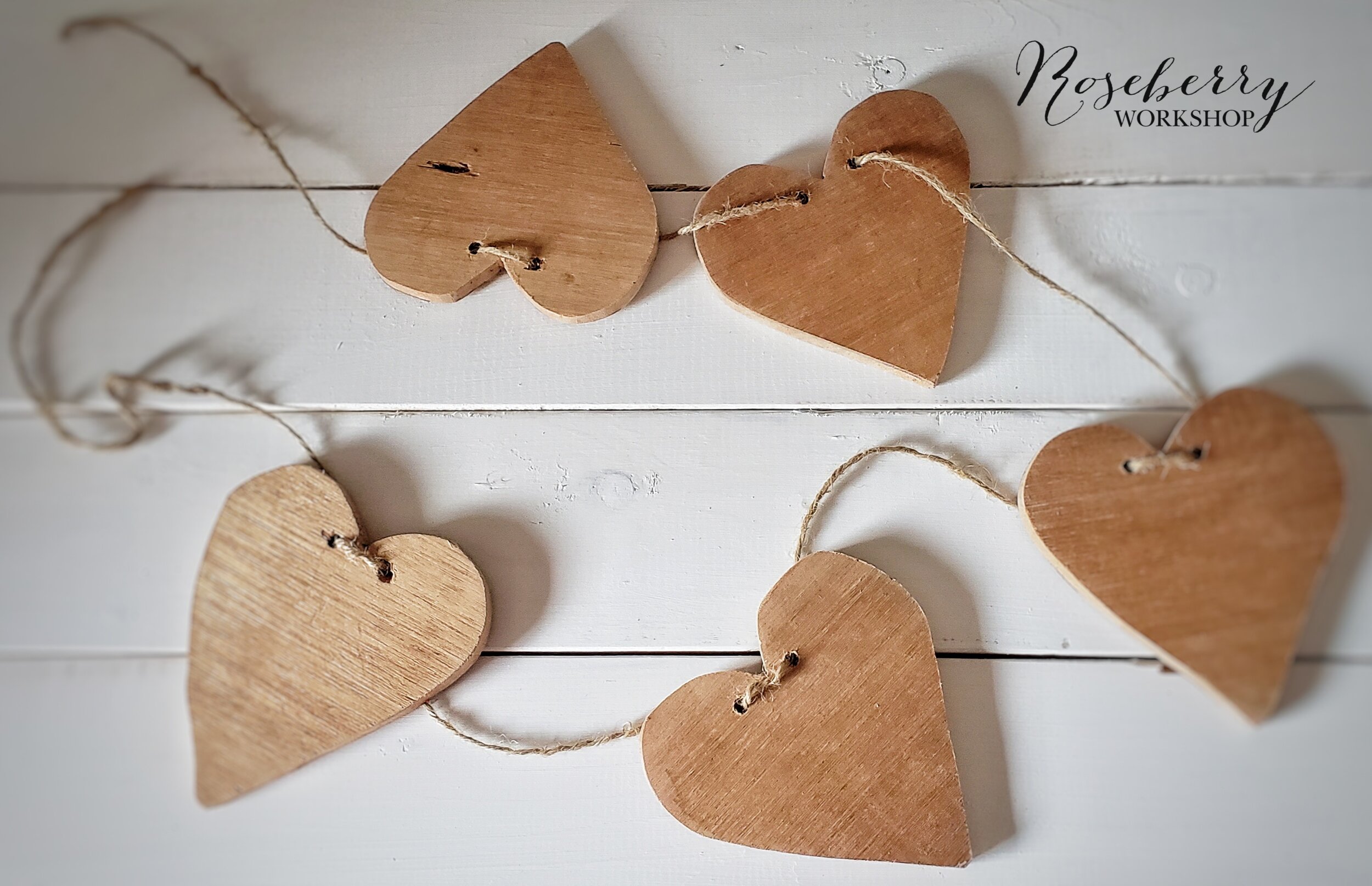 Wooden Hearts Garland