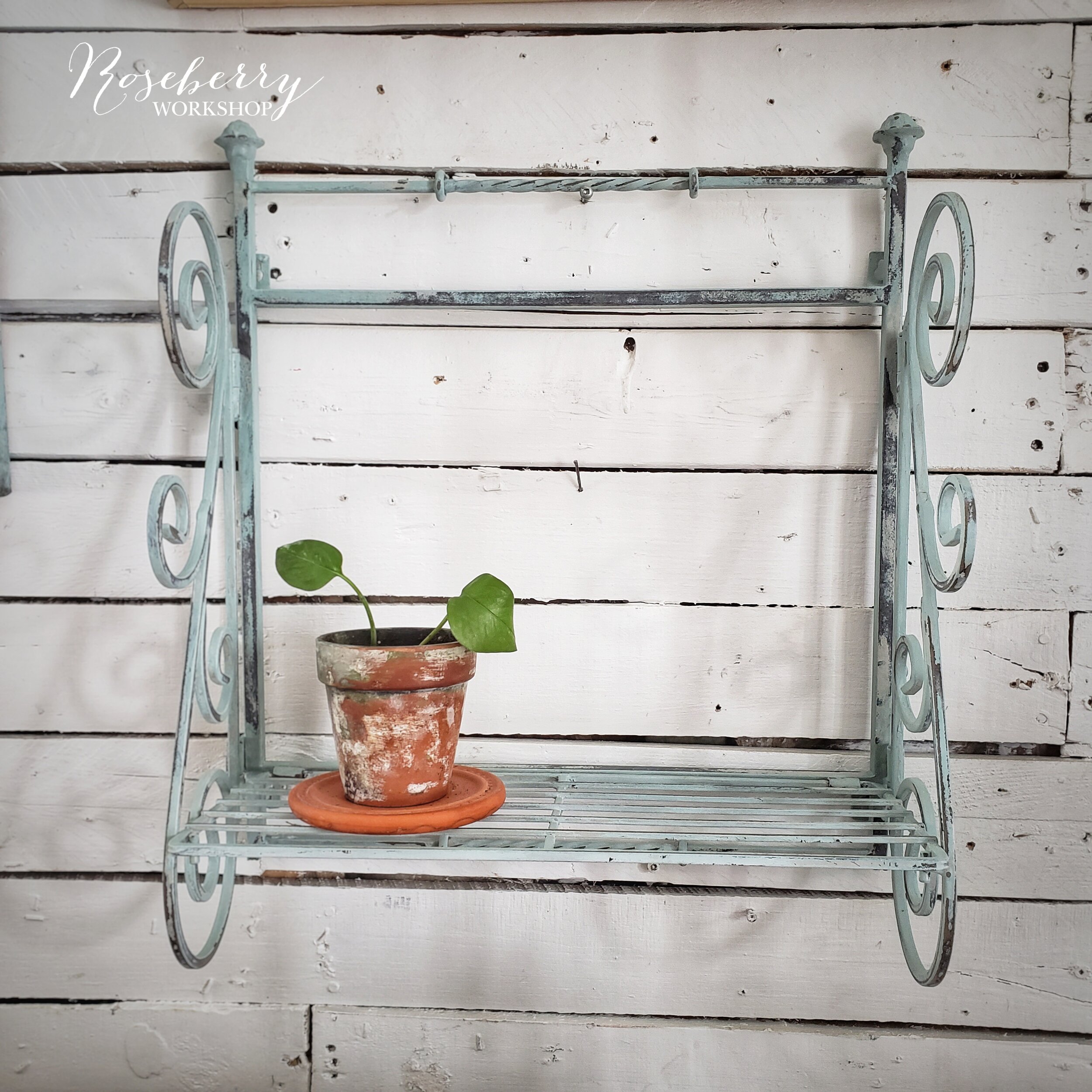 "Sring Blue" Metal Wall Shelf