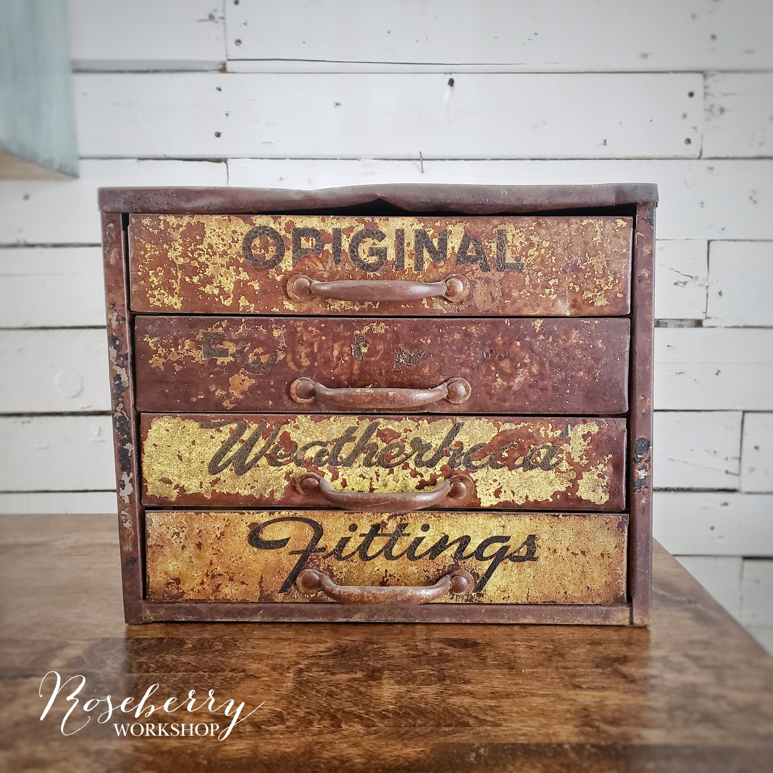 Vintage Metal Chest with Drawers