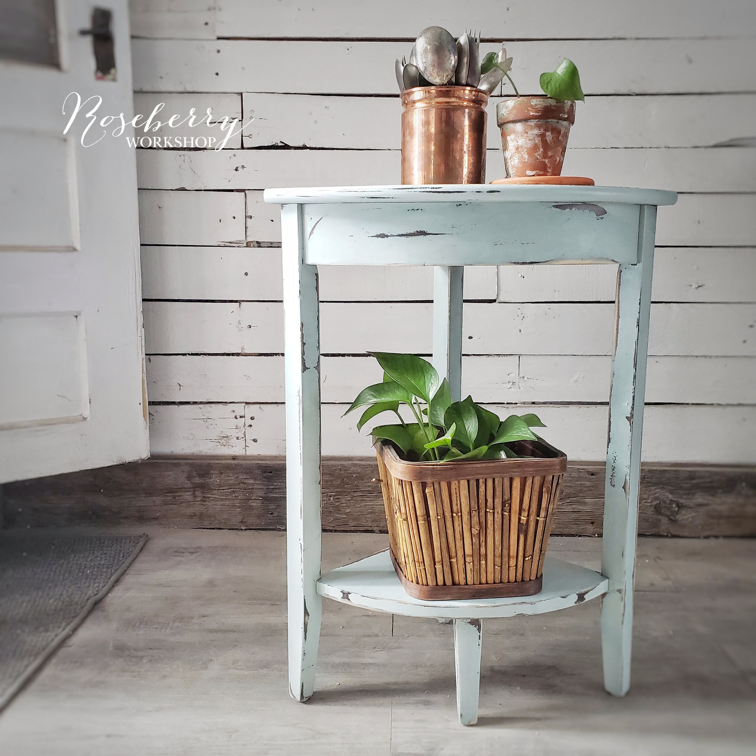 "Spring Blue" Small Corner Table