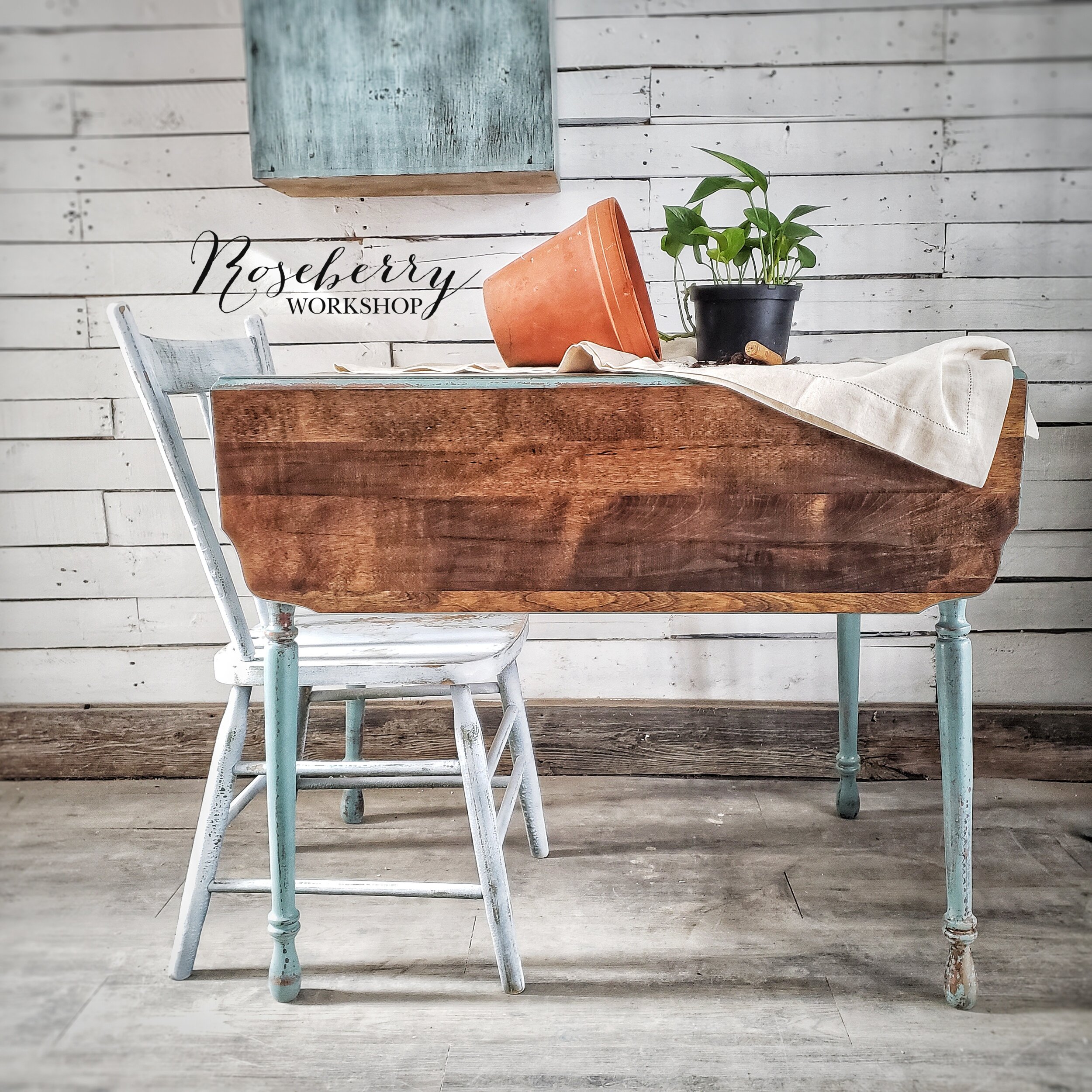 "Gran's Old Blue" Drop Leaf Kitchen Table