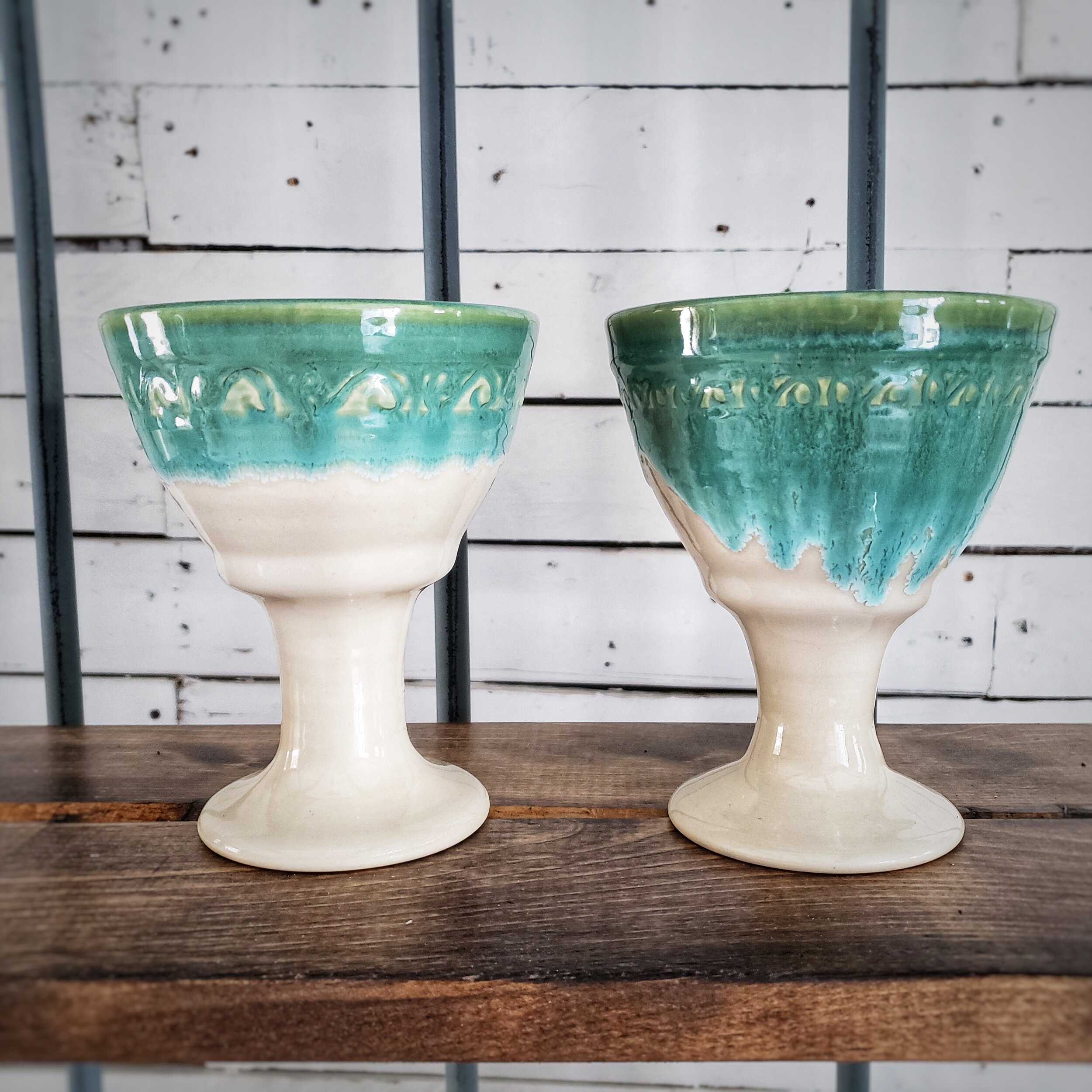 Turquoise Pottered Goblets (set of 2)