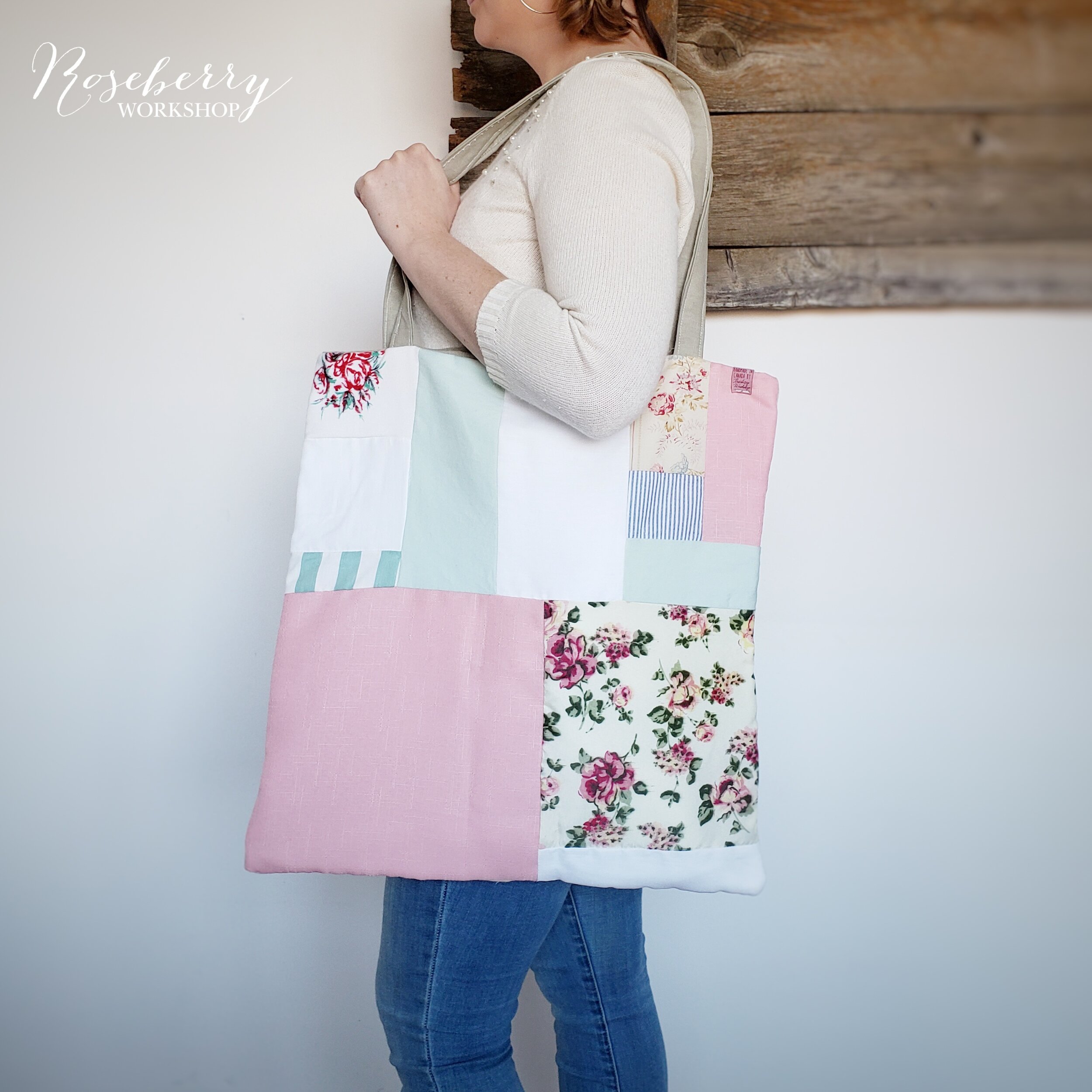 Large Market Tote Pink Patchworks