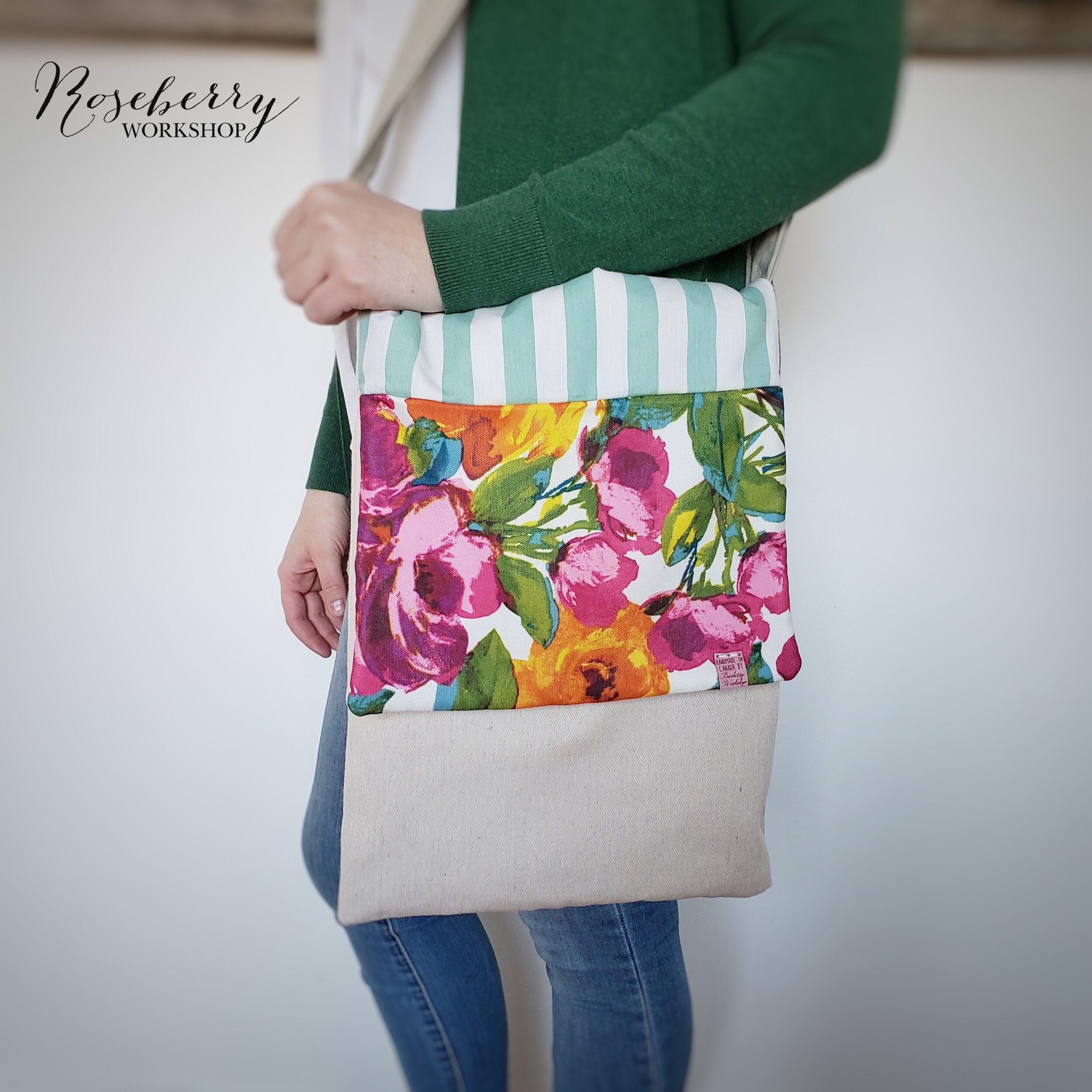 Messenger Bag Stripe + Floral