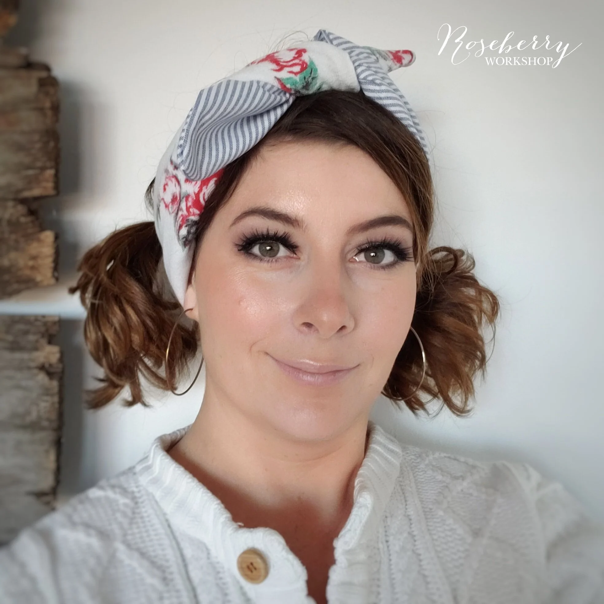 Single Tie Reversible Hair Bandana Stripe + Floral