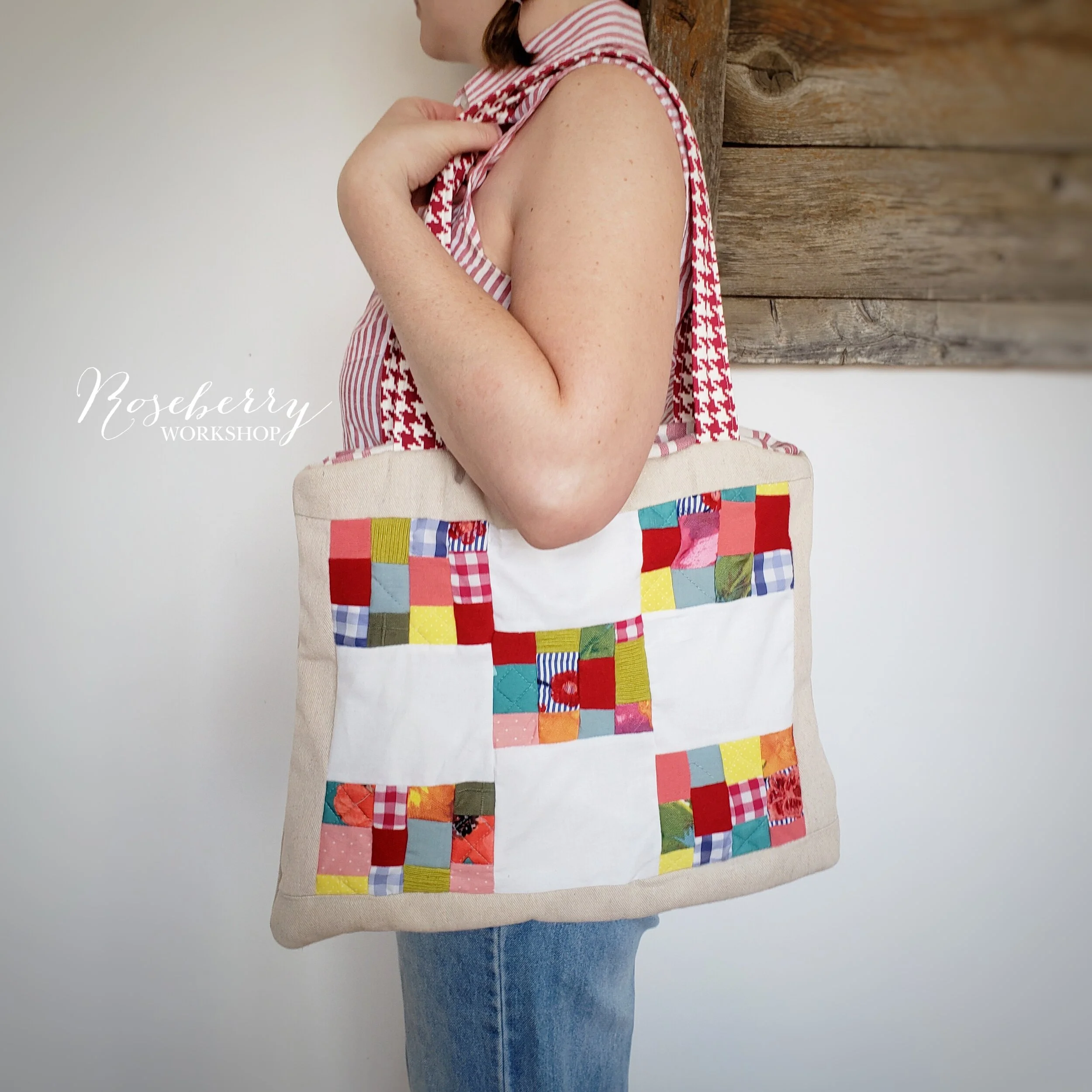 Multi-Color Quilted Granny Square Market Tote